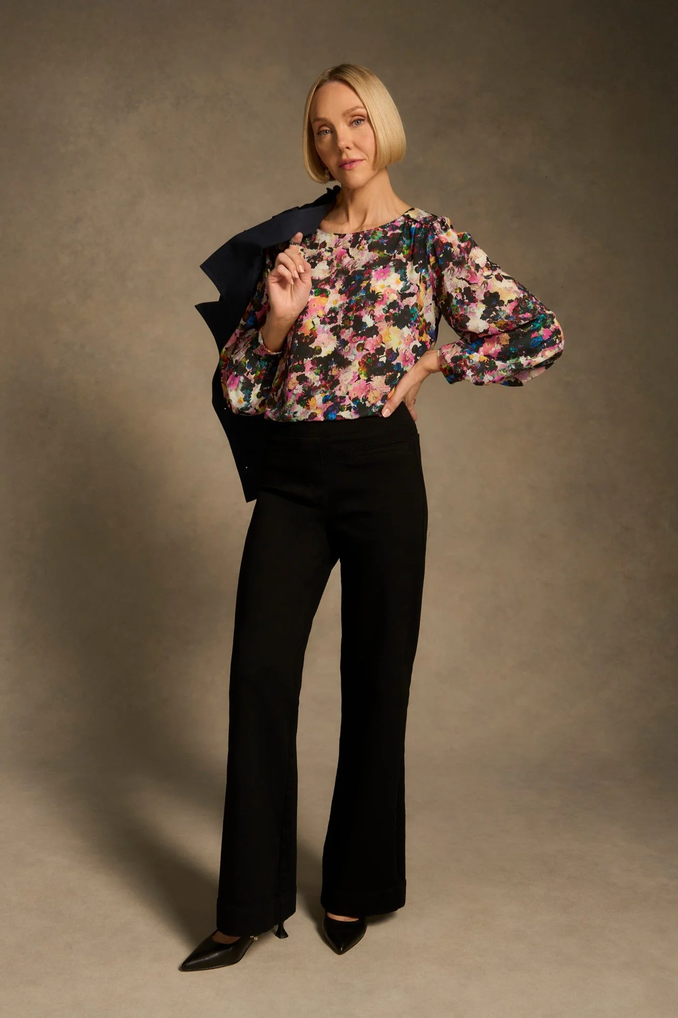 Printed Silk Blouse - Floral Collage Print - Image 4