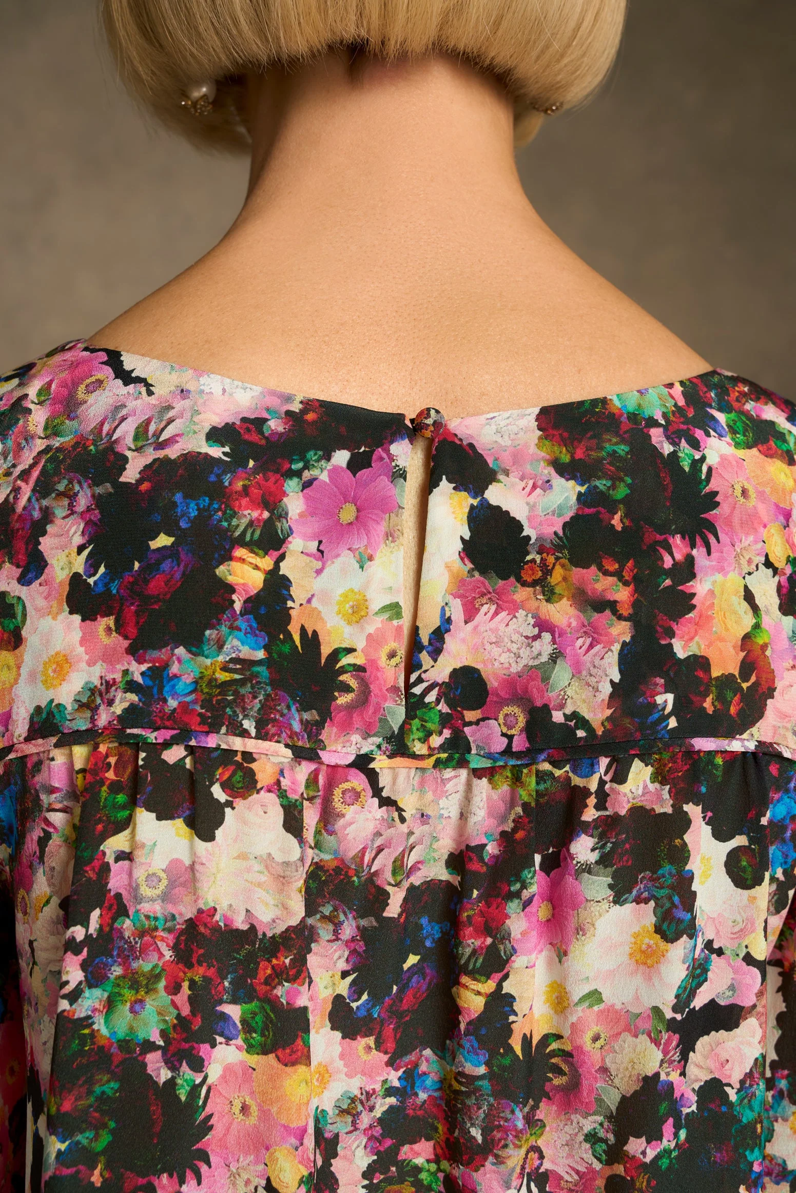 Printed Silk Blouse - Floral Collage Print - Image 5
