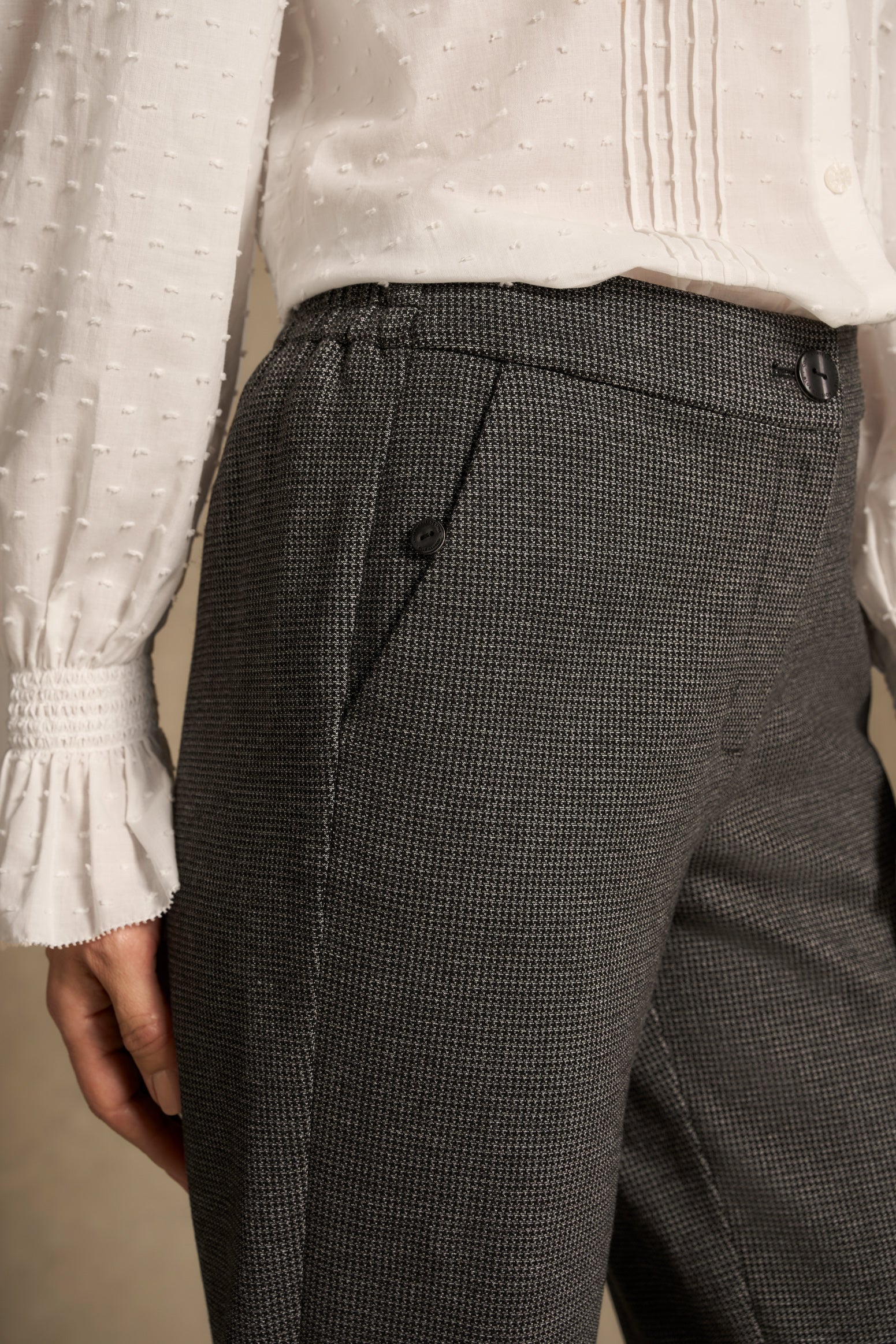 Tab Detail Ponte Pant - Mini Houndstooth - Image 4