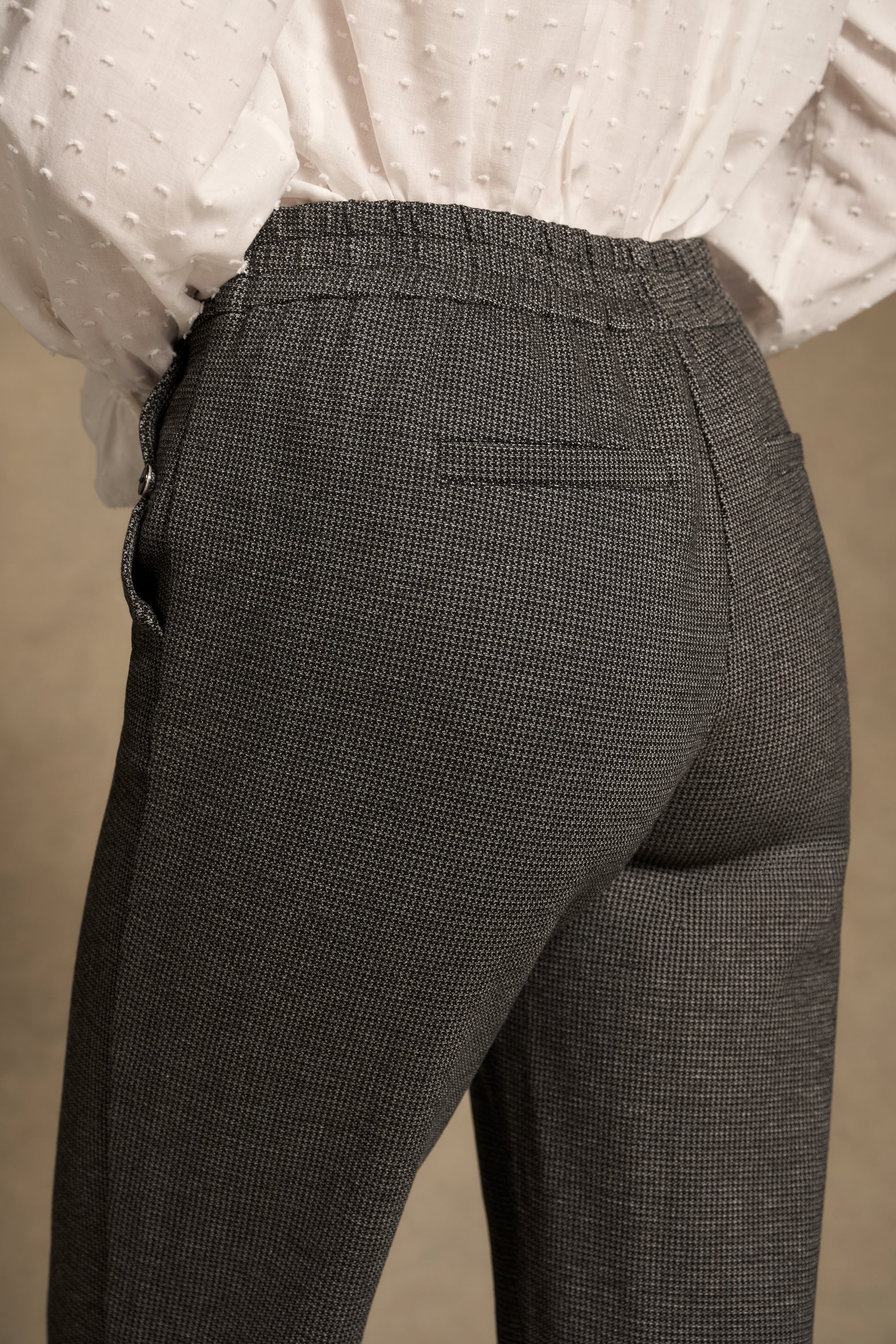 Tab Detail Ponte Pant - Mini Houndstooth - Image 5
