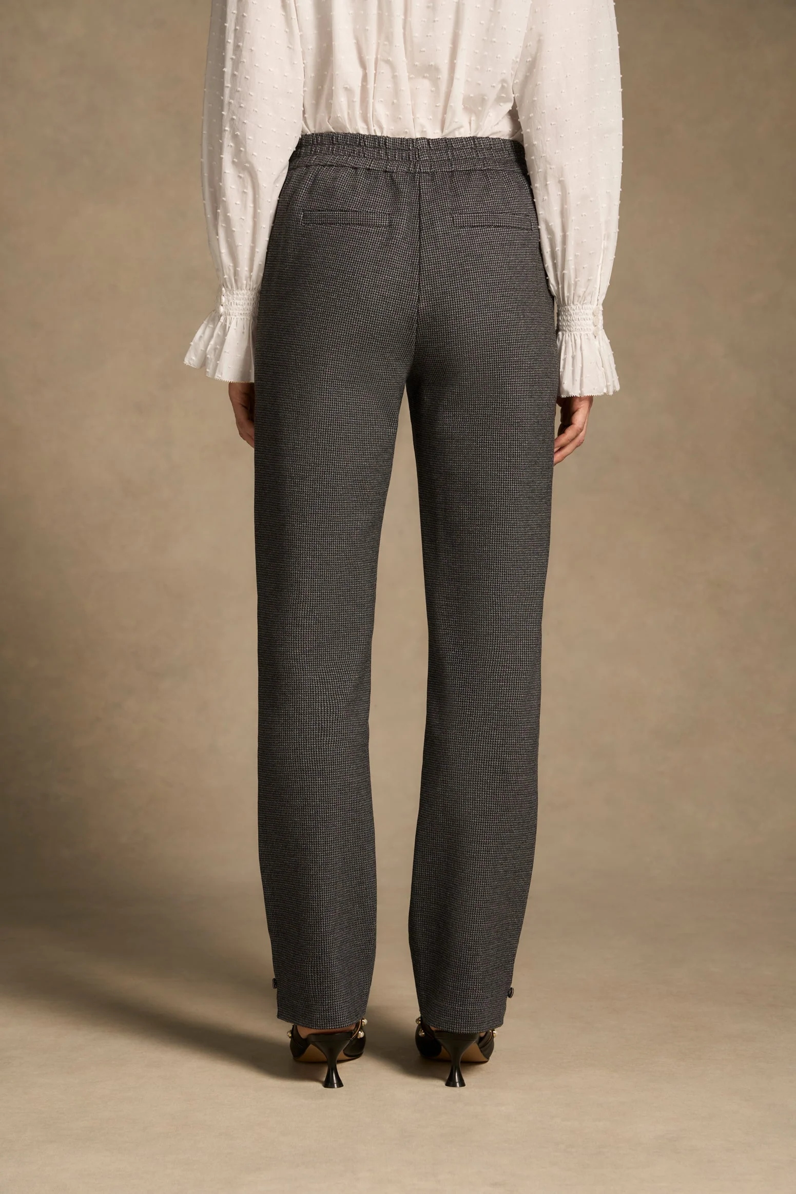 Tab Detail Ponte Pant - Mini Houndstooth - Image 6