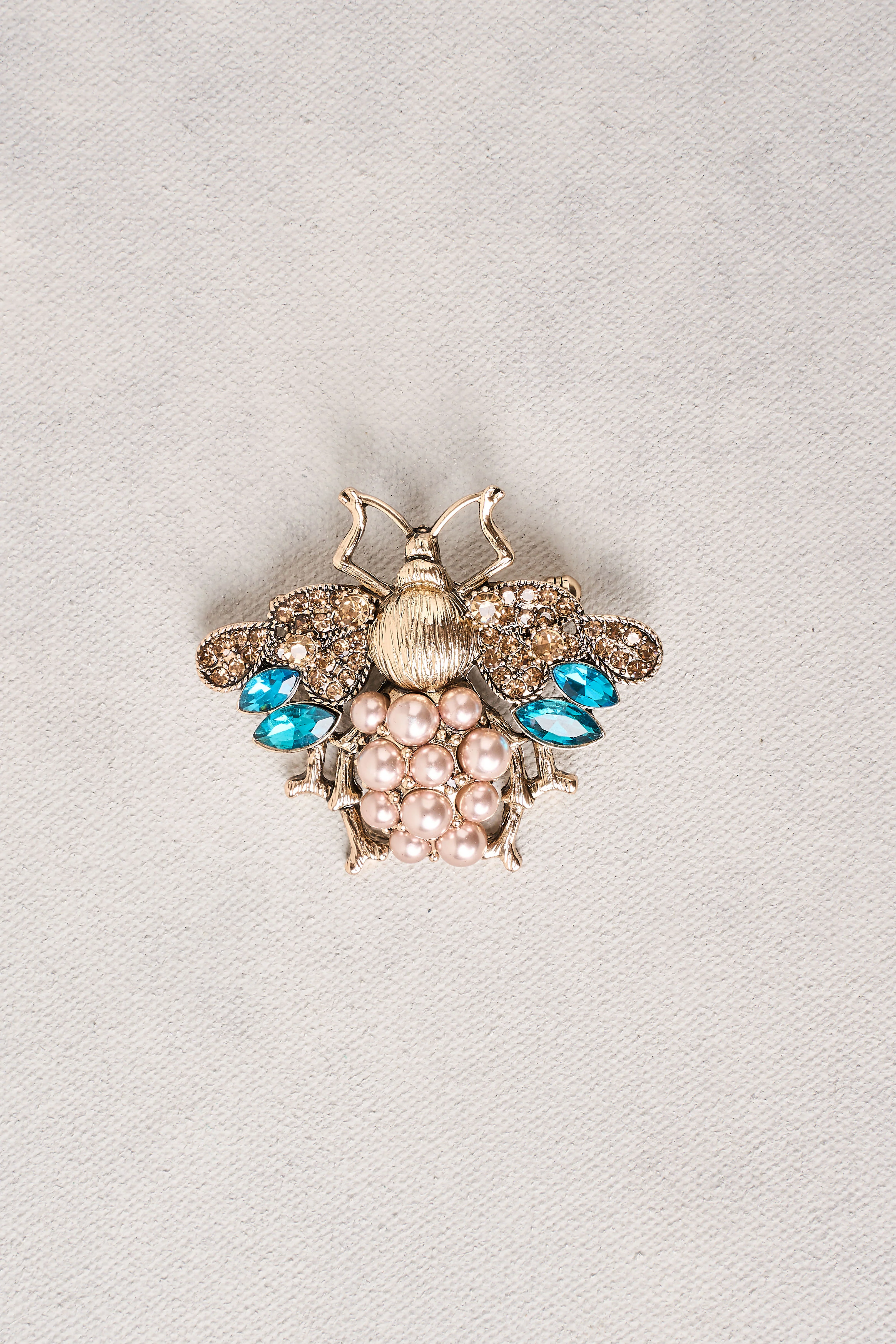 Embellished Bee Brooch - Blue - Image 4