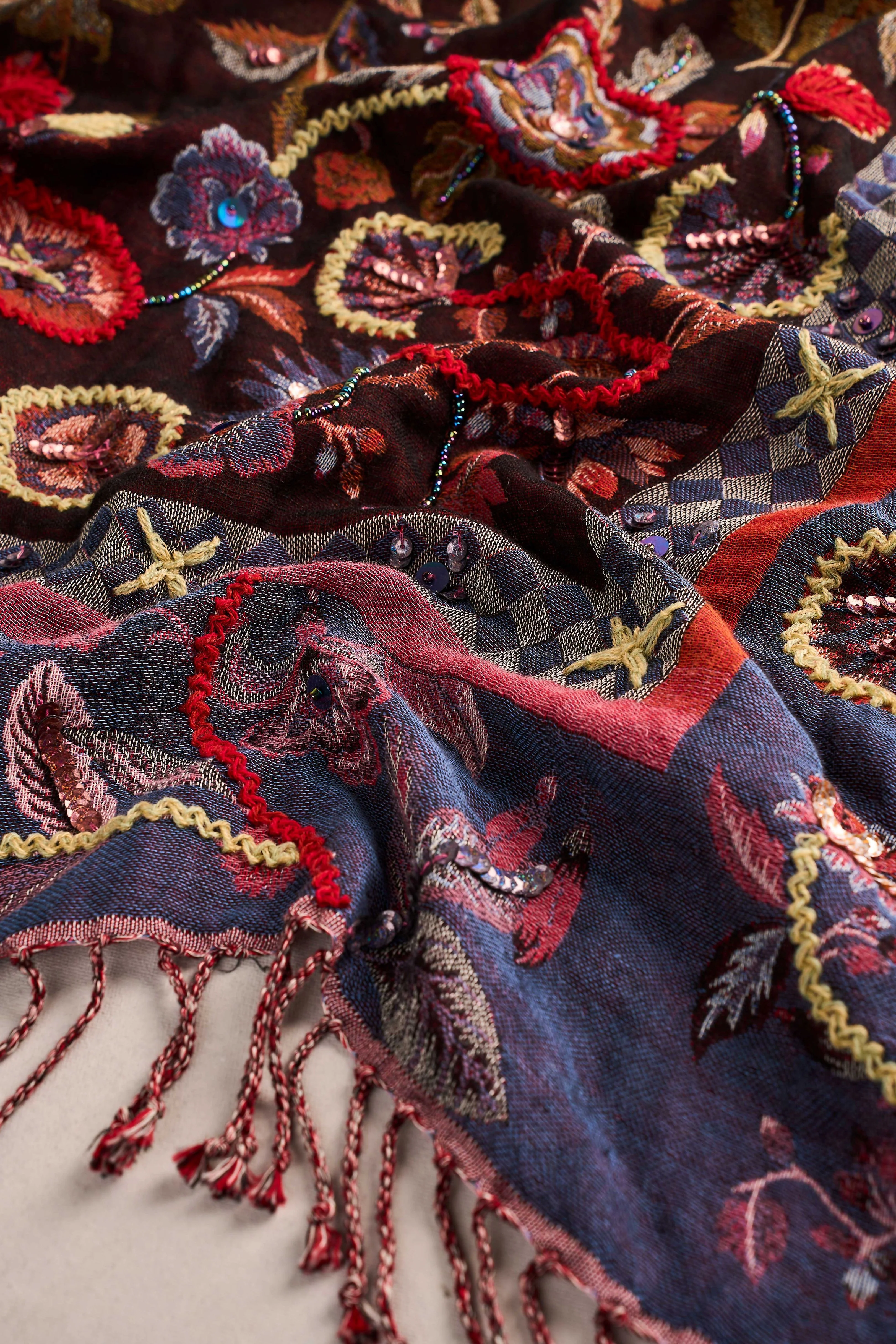 Embellished Jacquard Scarf - Multicolour - Image 4