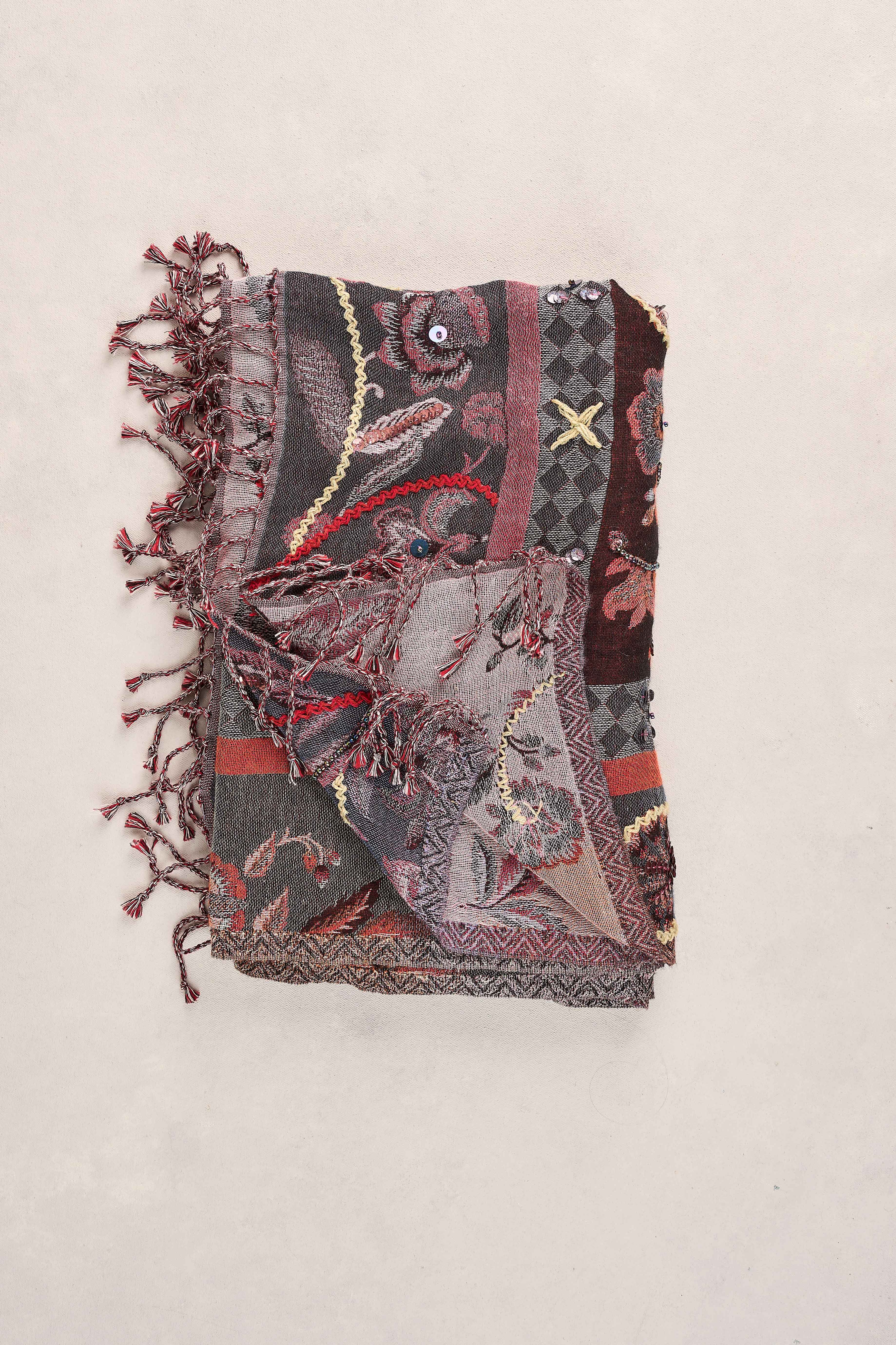 Embellished Jacquard Scarf - Multicolour - Image 5