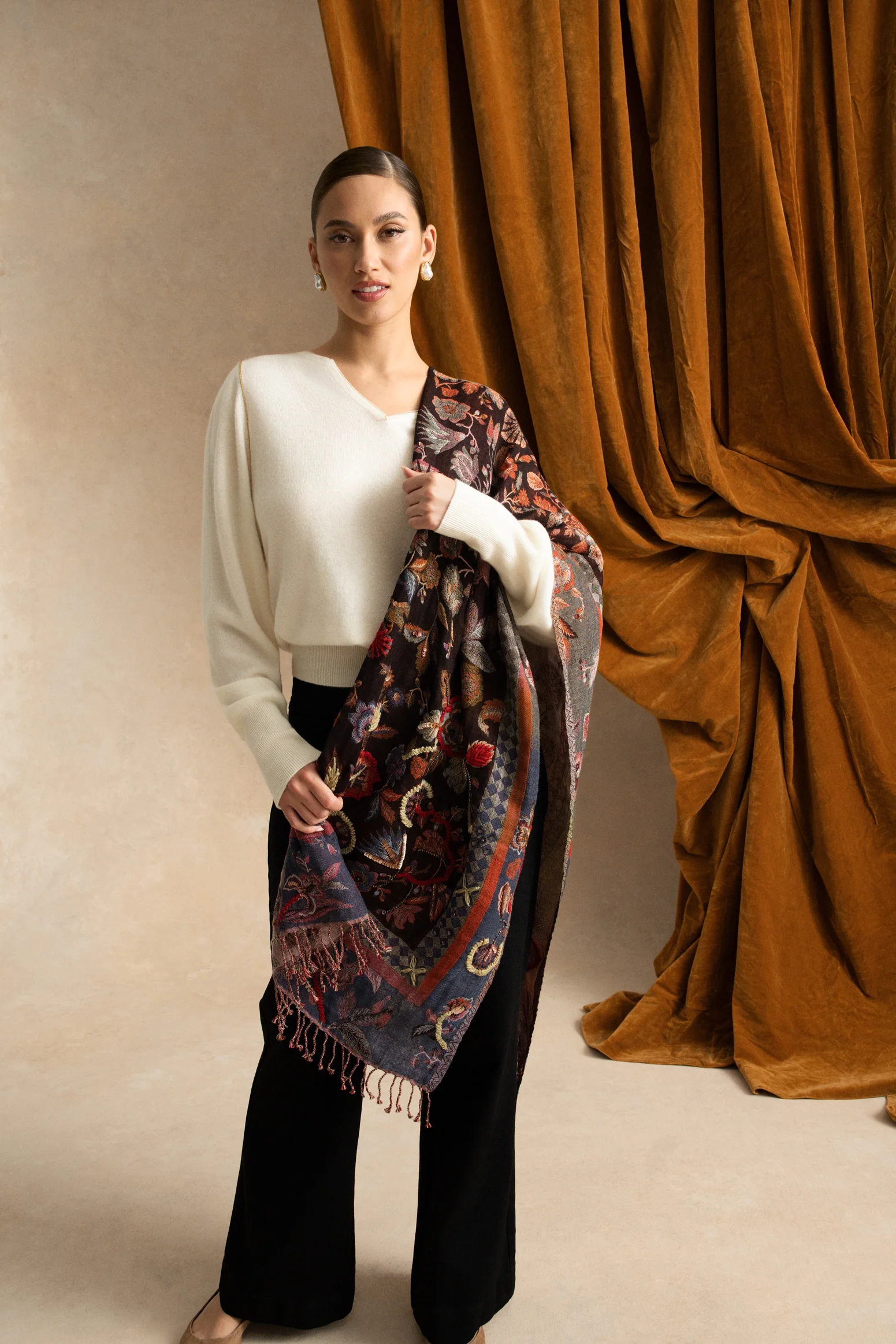 Embellished Jacquard Scarf - Multicolour - Image 6