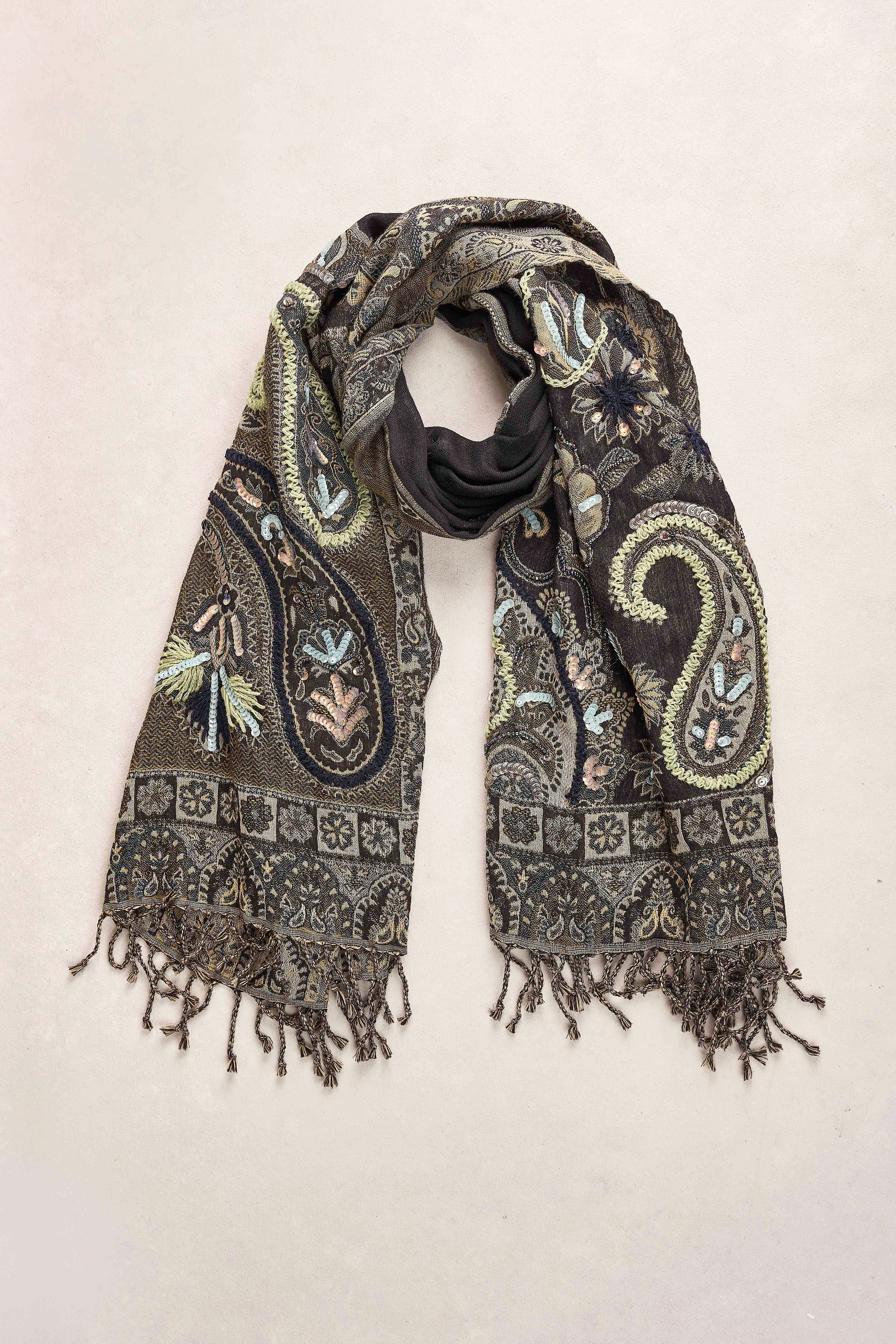 Embellished Wool Scarf - Multicolour - Image 3