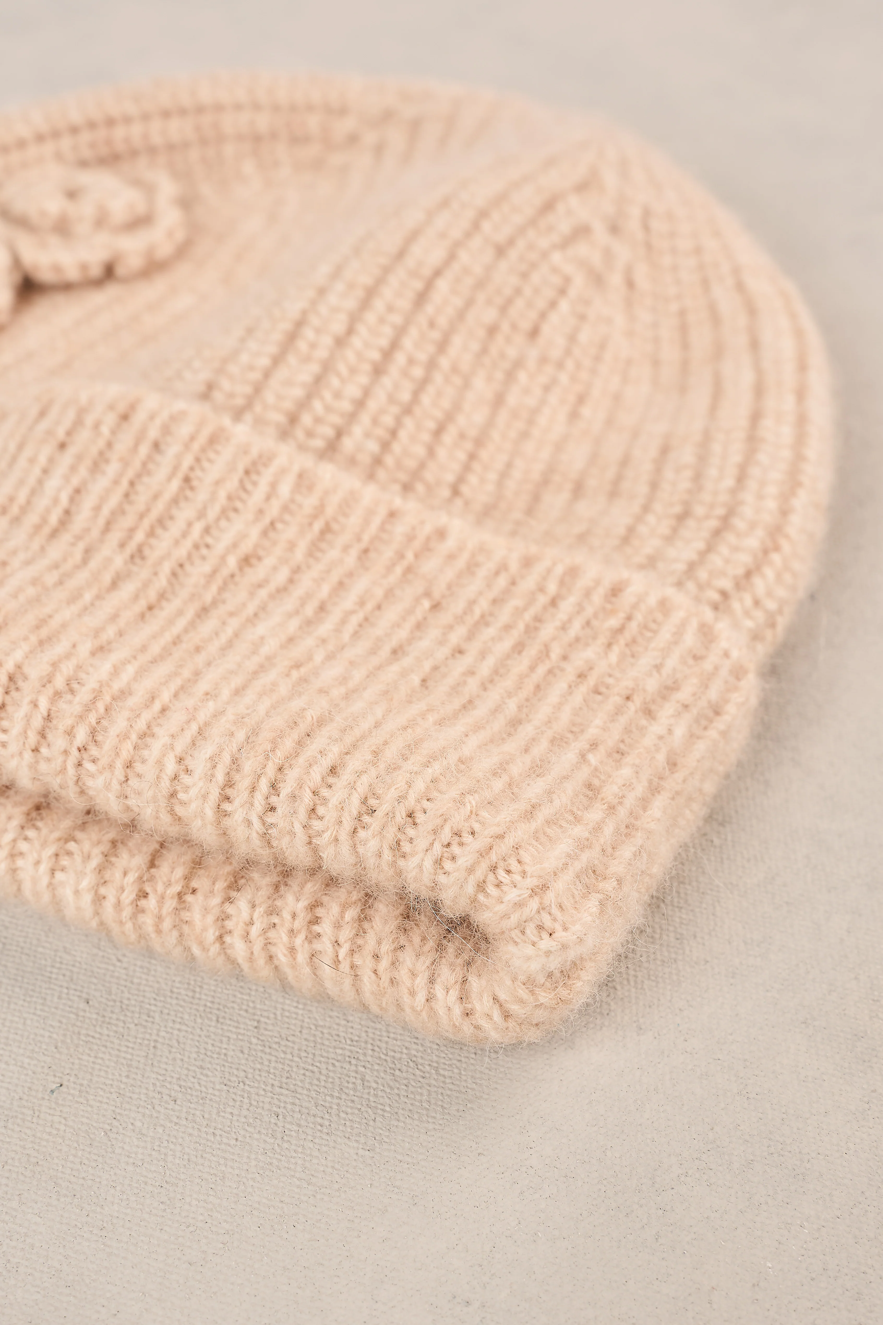 Embroidery Trim Beanie - Oatmeal - Image 5