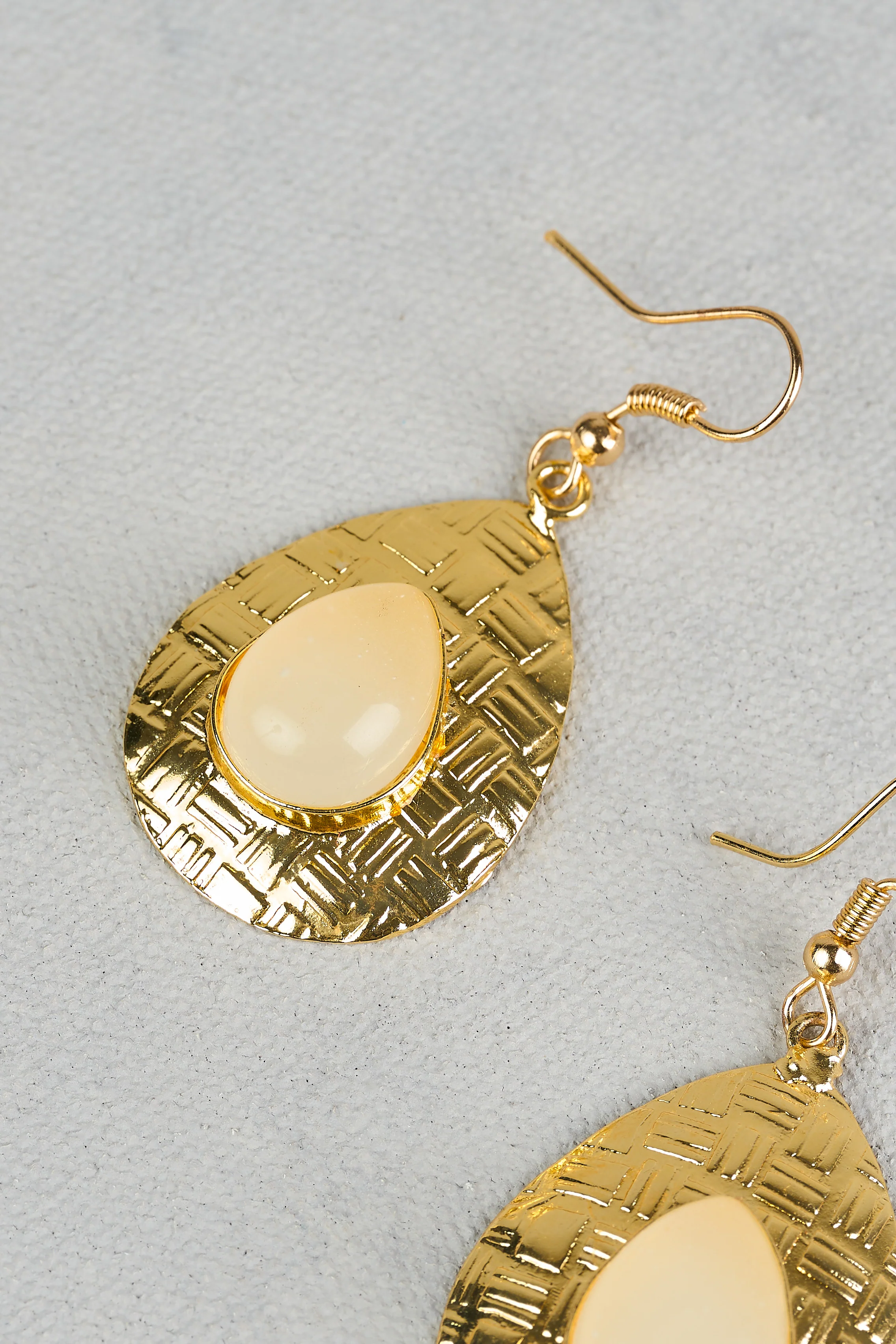 Etched Droplet Earrings - Gold - Image 4