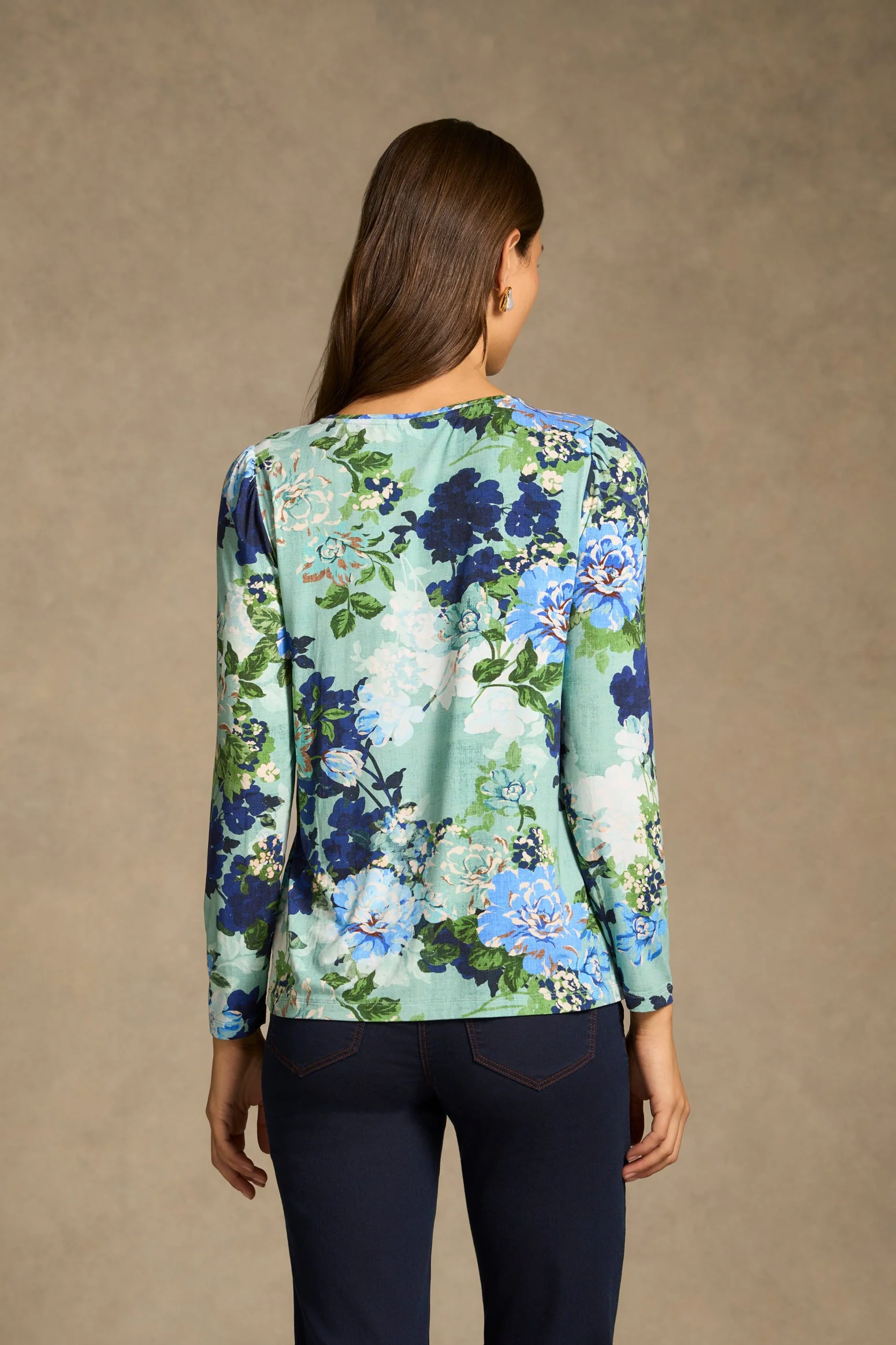 Lace Insert Long Sleeve T-Shirt - Midnight Blossom - Image 5