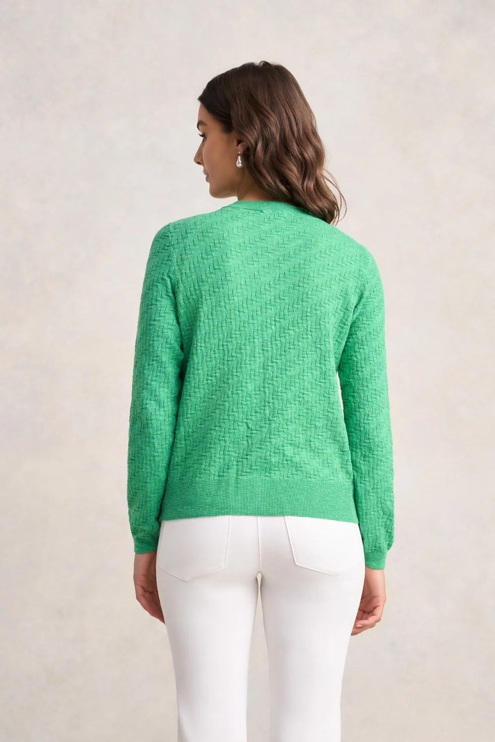 Textured Knit Cardigan – Emerald - Image 4