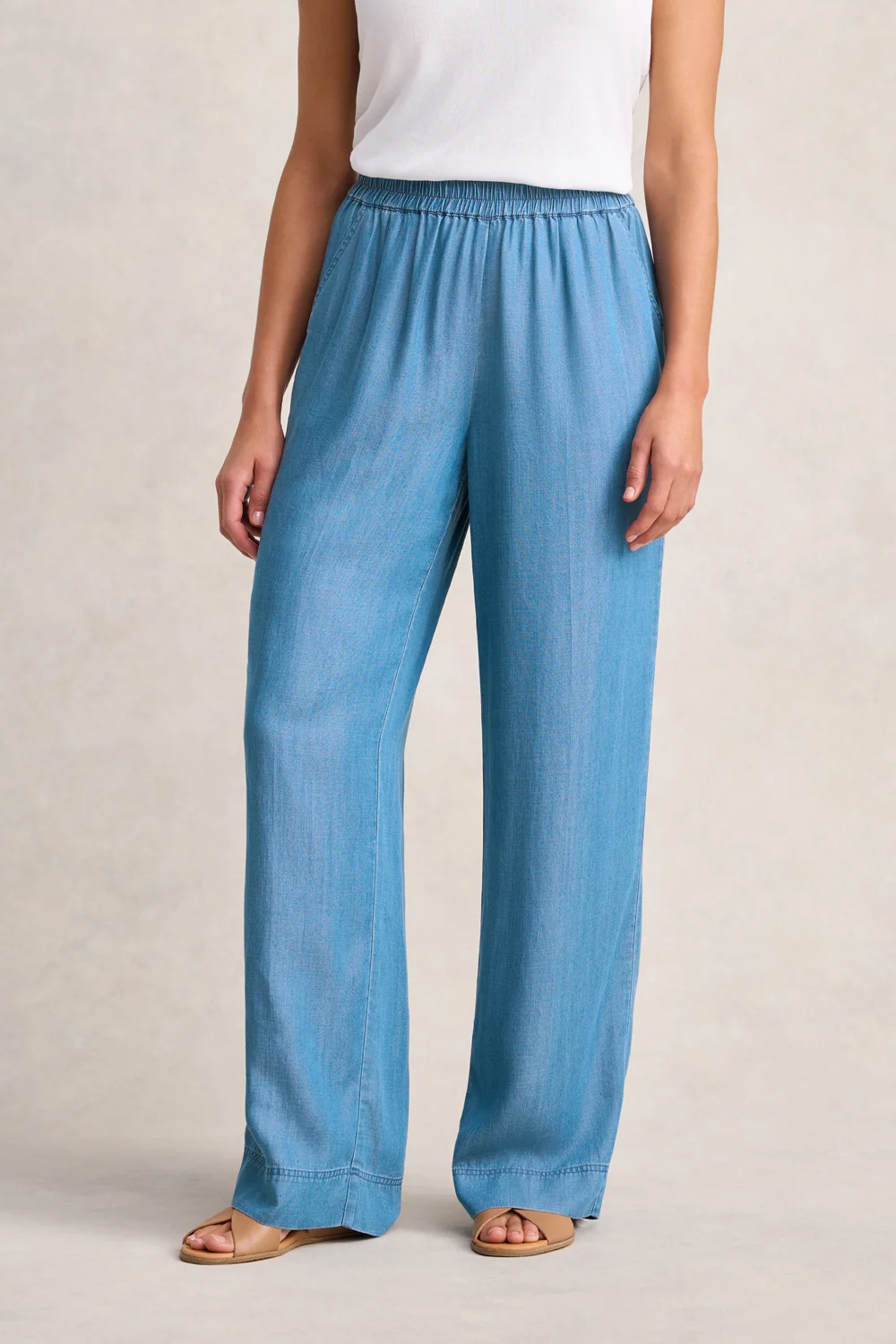 Wide Leg Full Length Pants – Denim Chambray