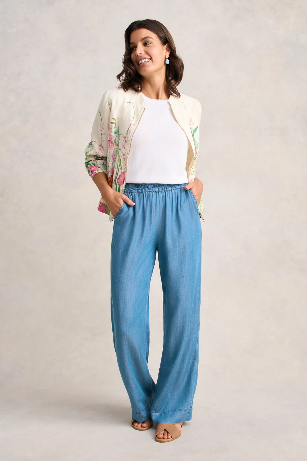 Wide Leg Full Length Pants – Denim Chambray - Image 2
