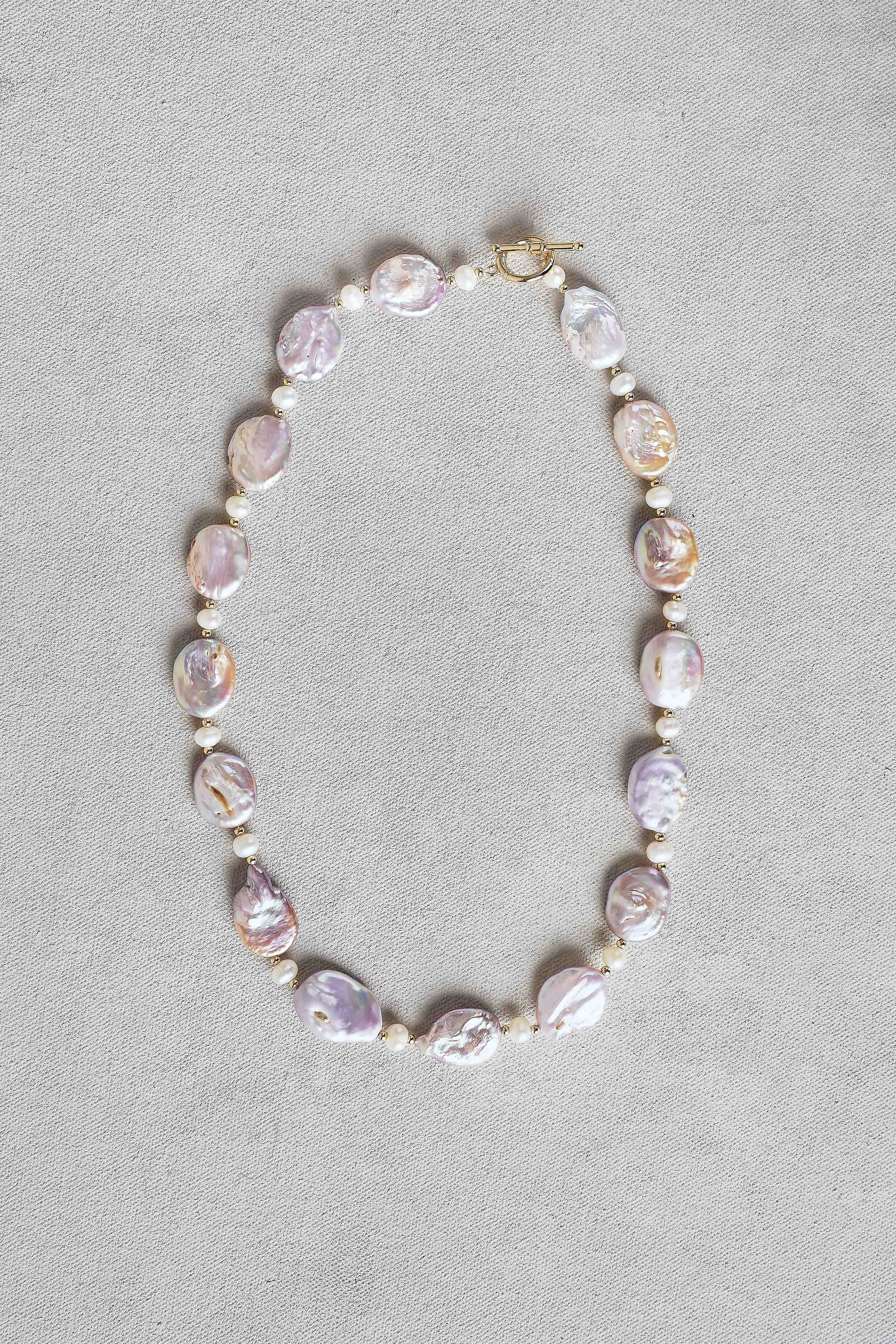 Flat Pearl Necklace – Pink - Image 3
