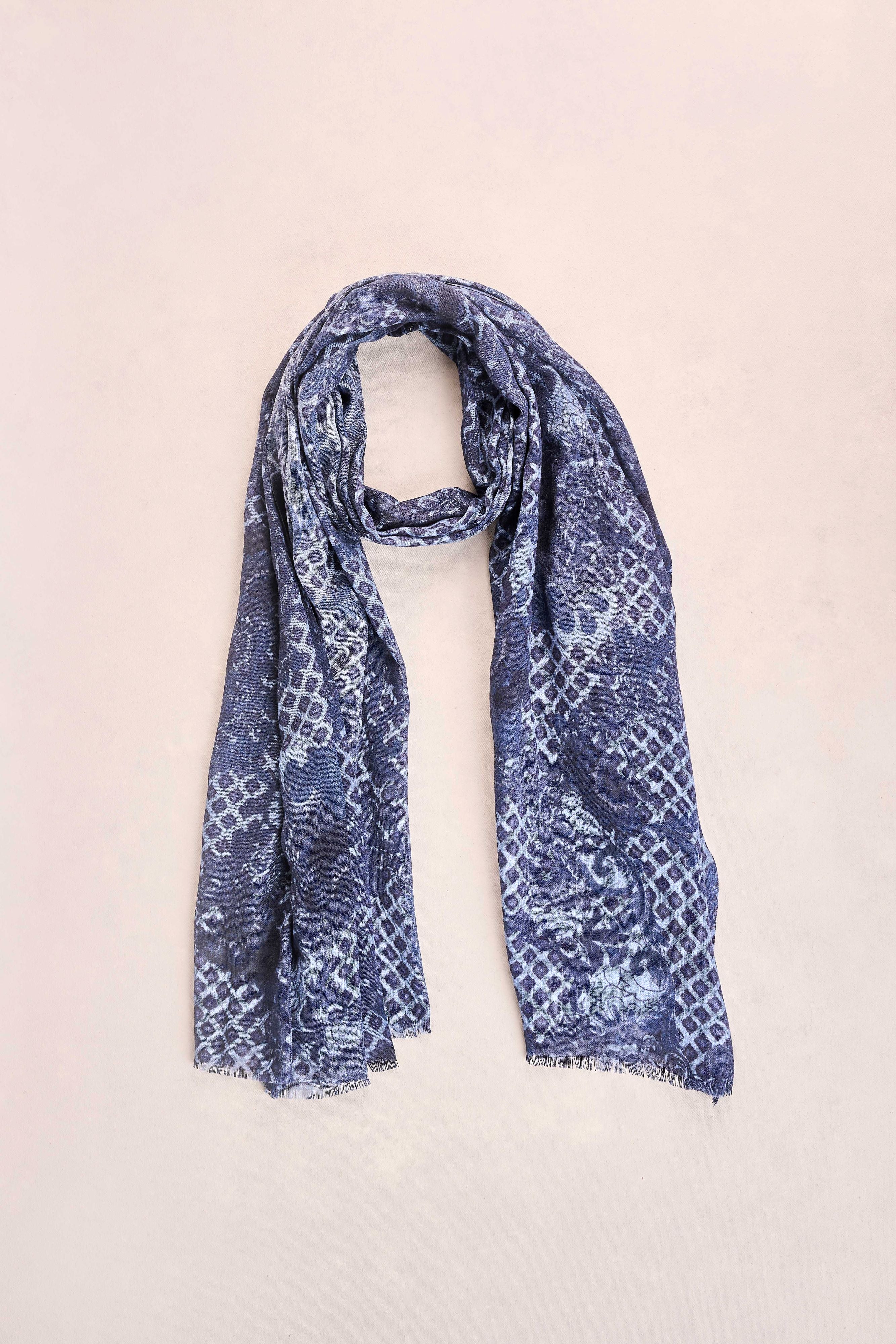 Floral Damask Scarf - Ink - Image 3