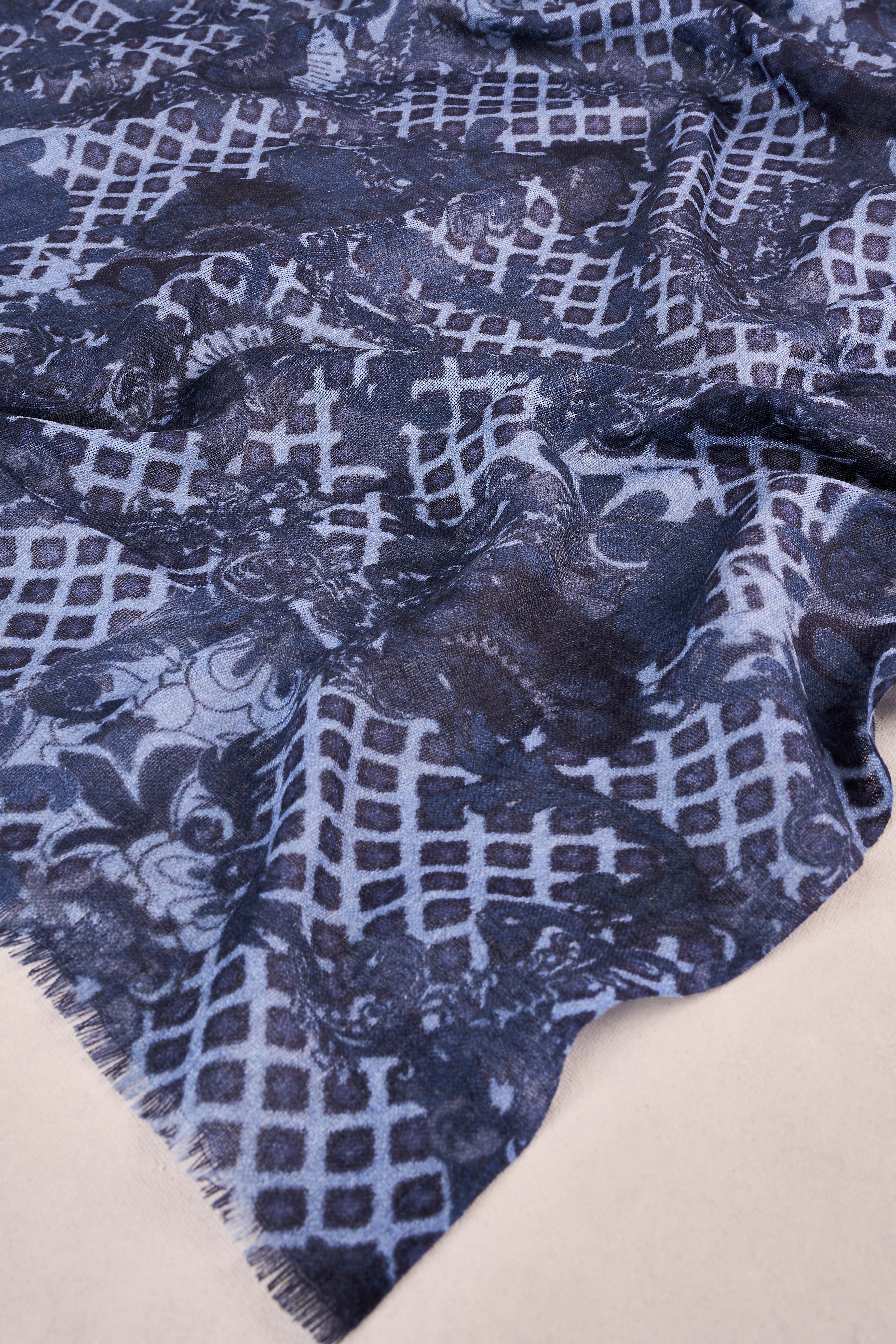 Floral Damask Scarf - Ink - Image 5
