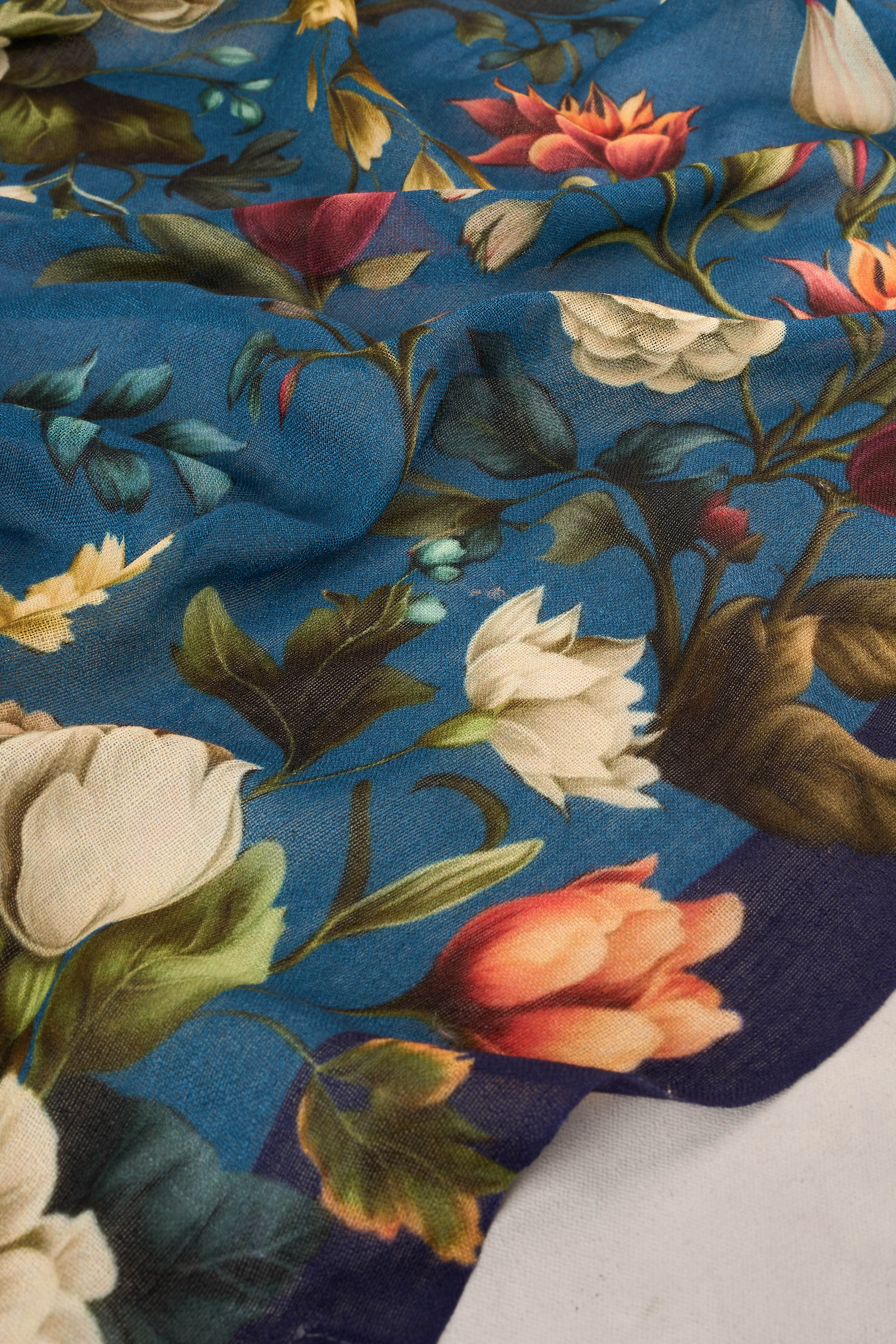 Floral Printed Wool Scarf - Multicolour - Image 5