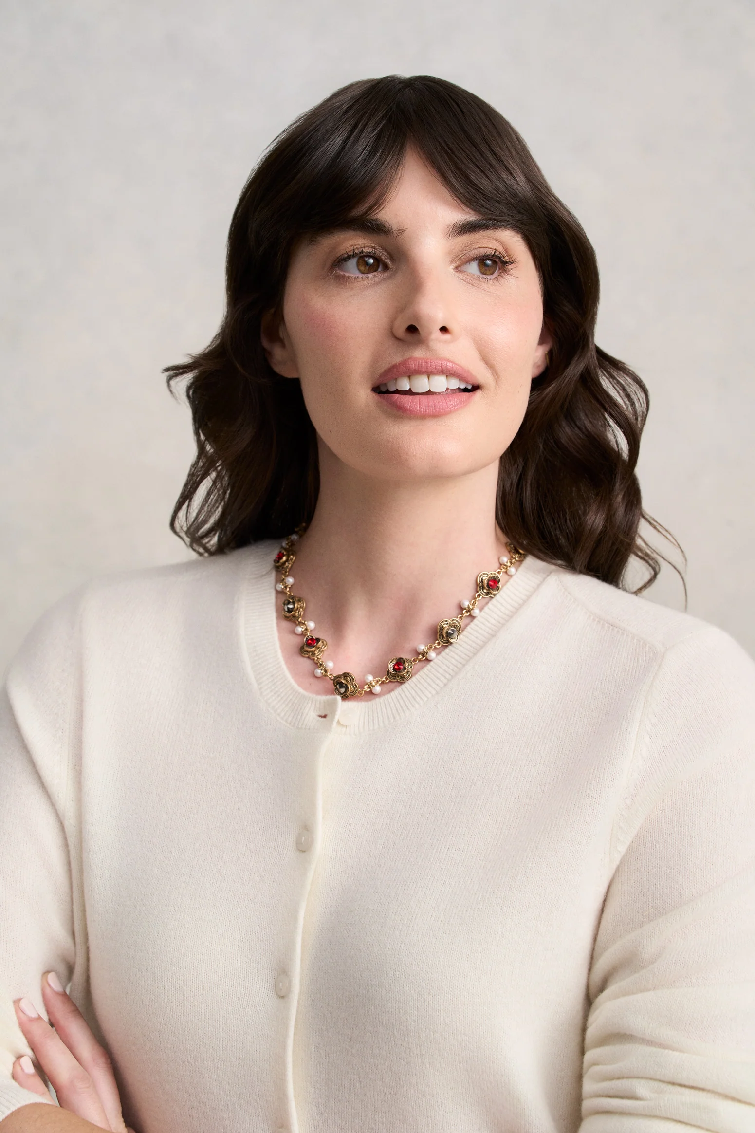 Floral Station Necklace - Gold - Image 2