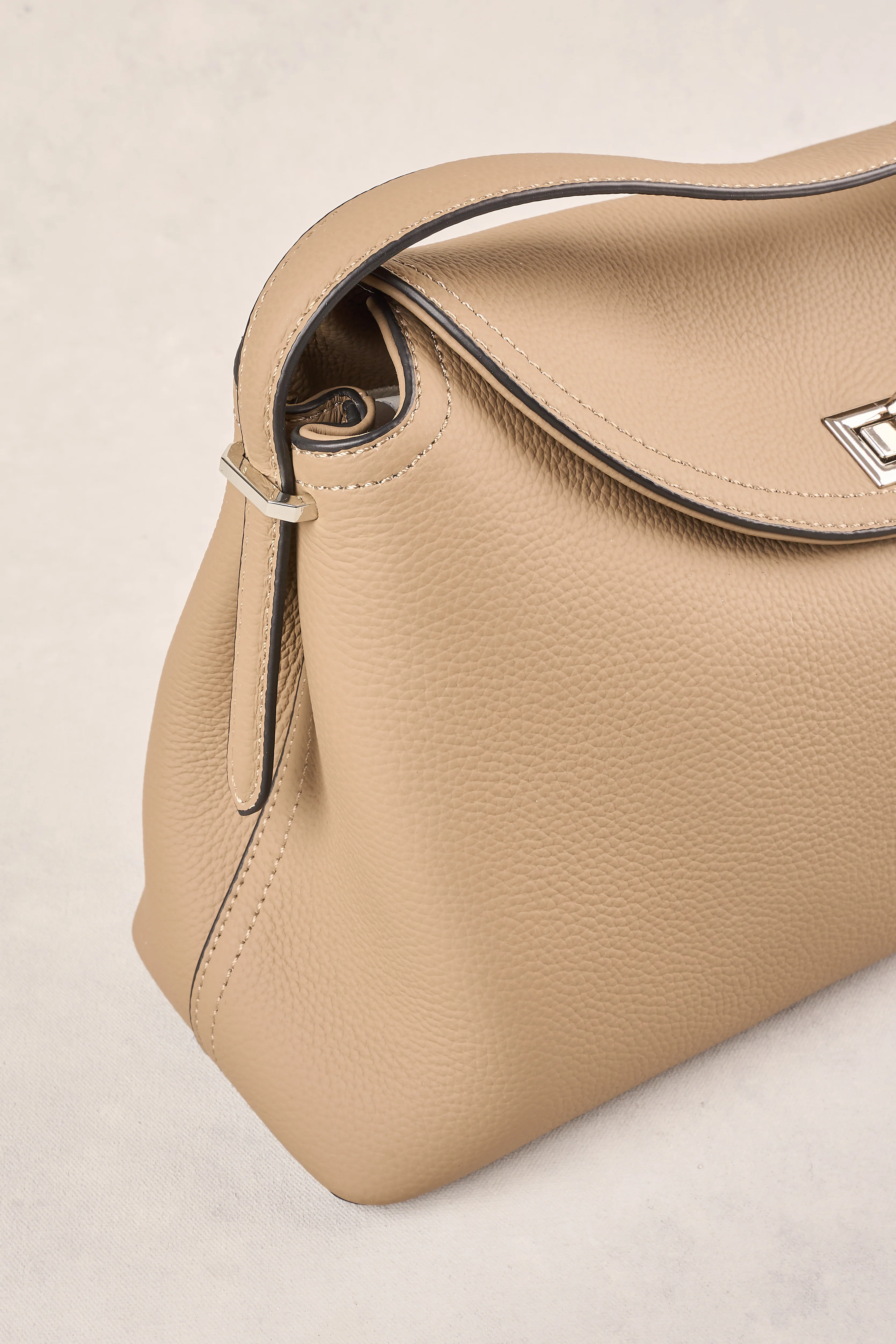 Folded Shoulder Bag - Taupe - Image 7