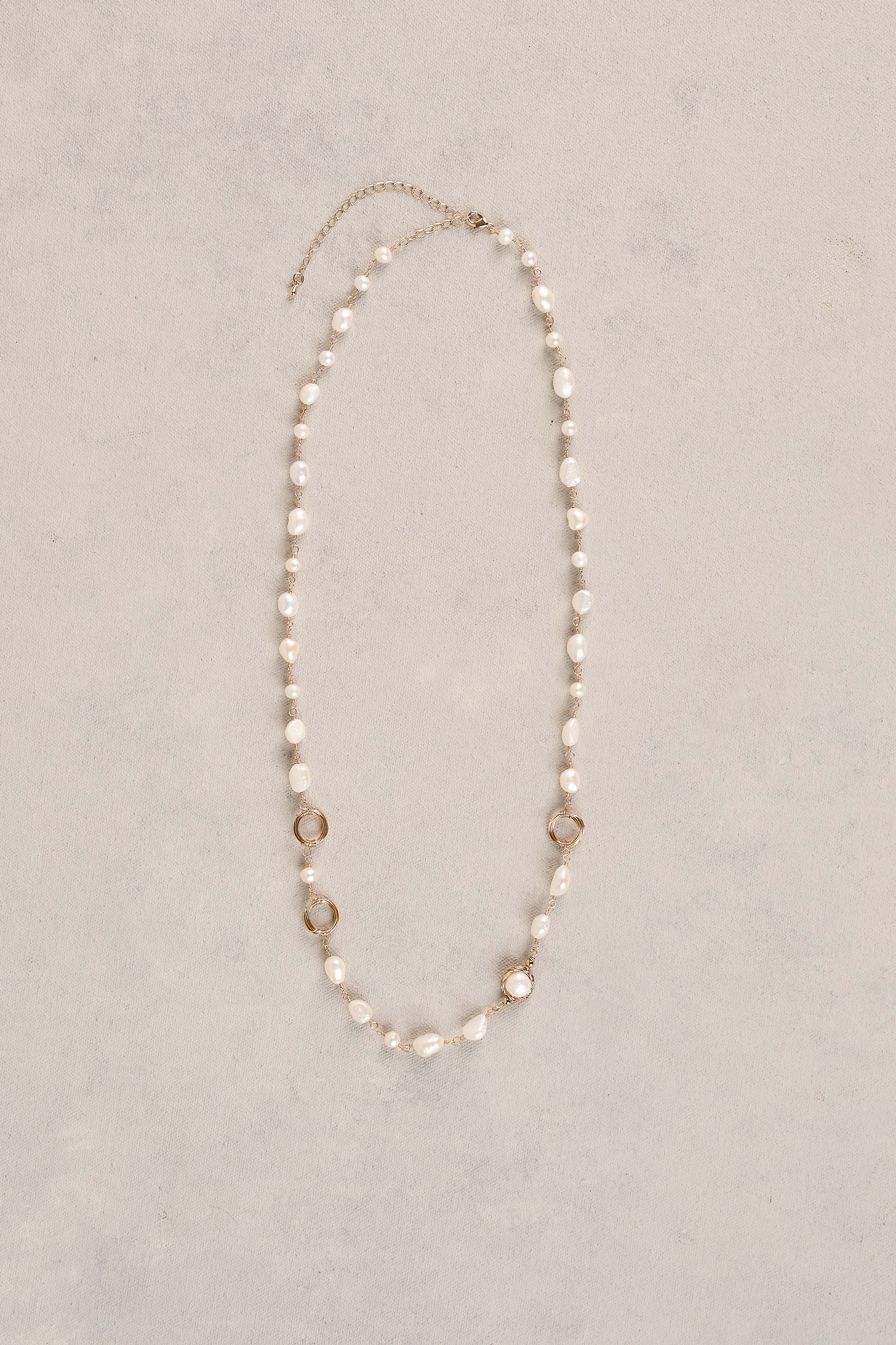 Freshwater Pearl Necklace - Gold - Image 3