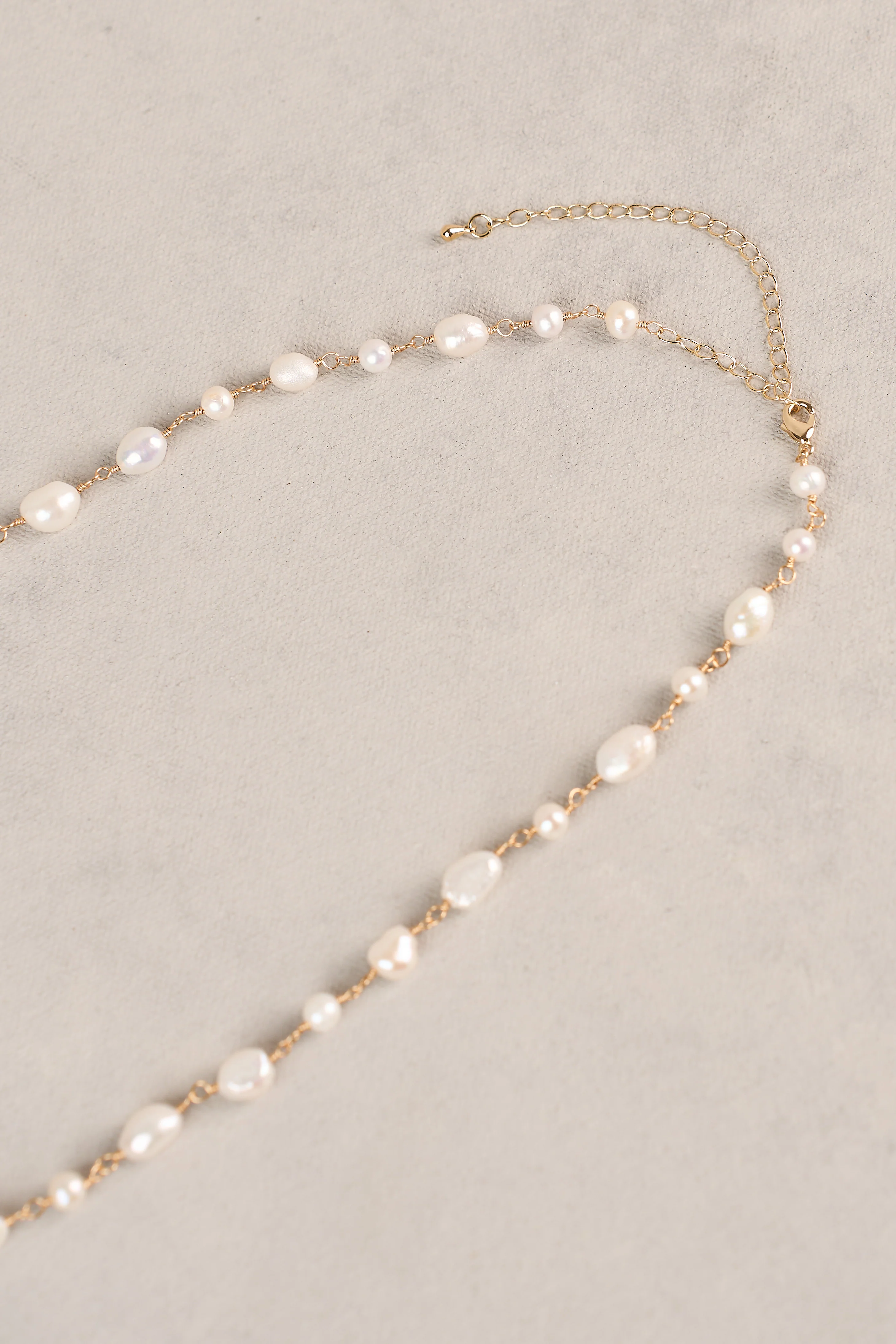 Freshwater Pearl Necklace - Gold - Image 4