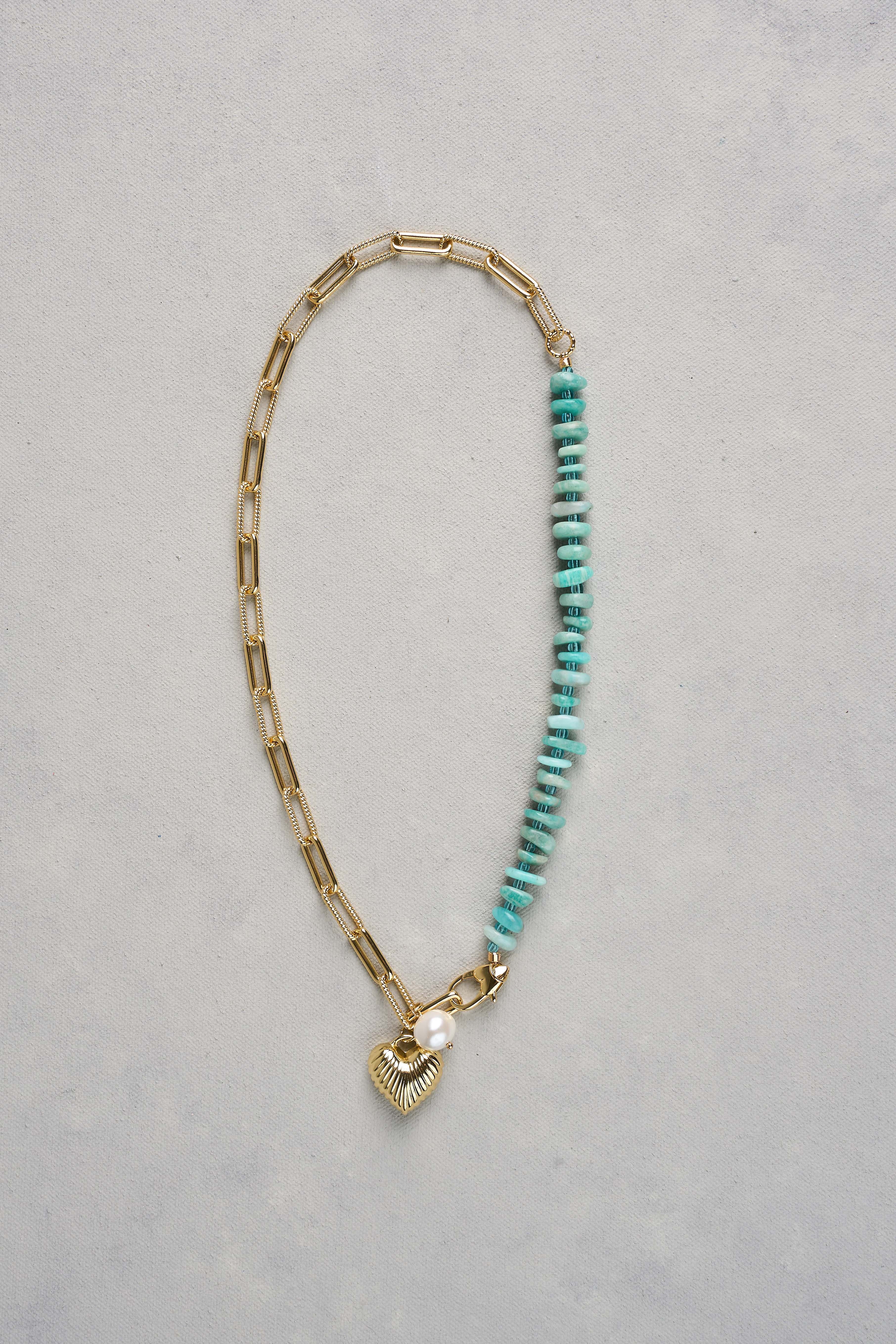 Heart Pendant Necklace - Aqua - Image 3