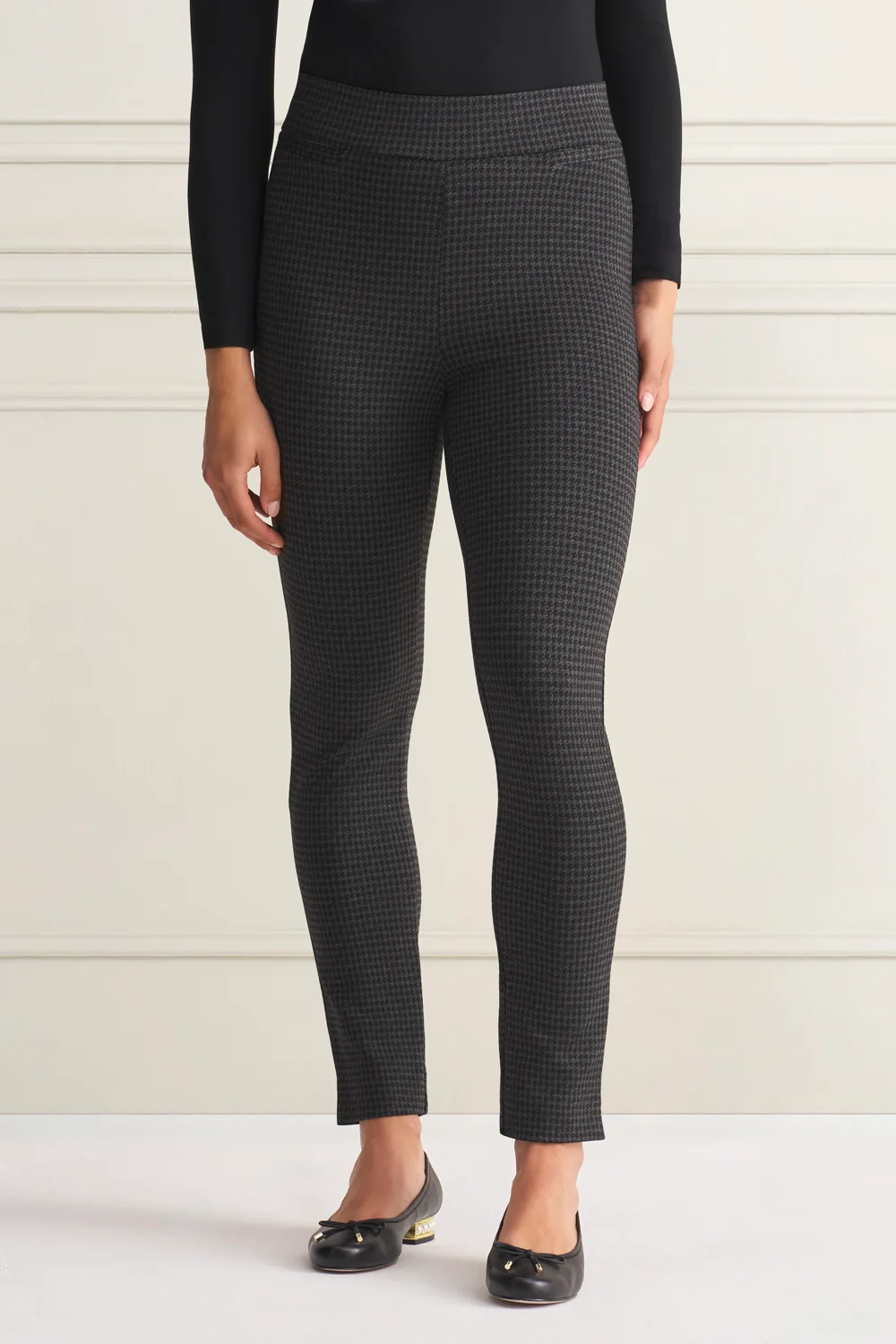 Houndstooth Ponte Pant - Charcoal Houndstooth - Image 2