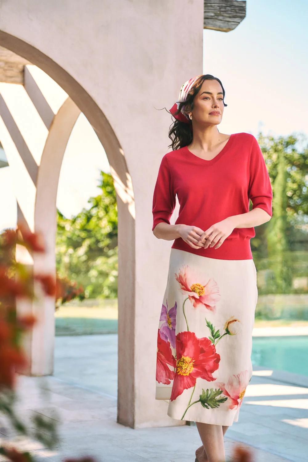 Ramie A-Line Skirt – Poppy Print - Image 2
