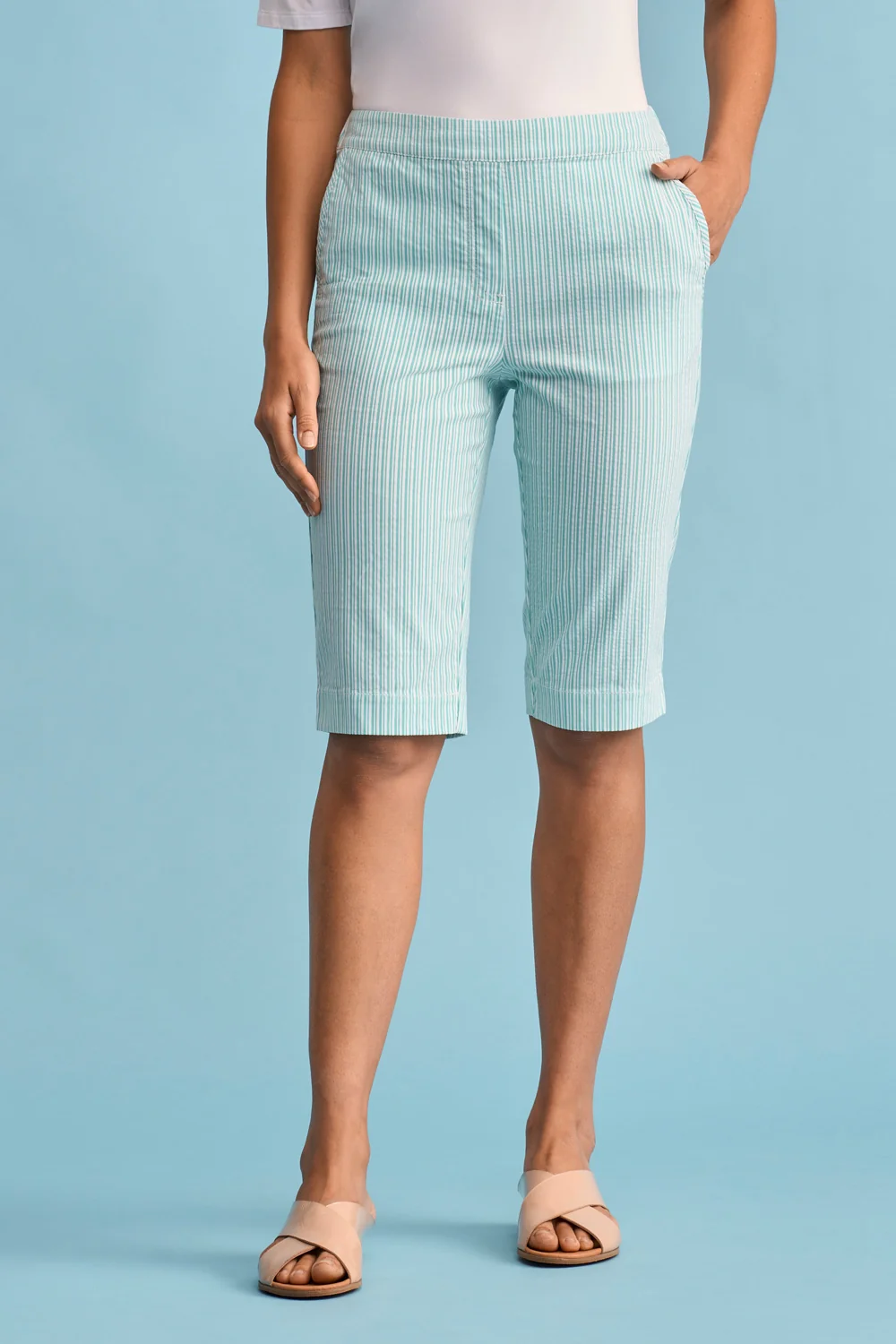 Seersucker Stripe Short - Turquoise Stripe - Image 2
