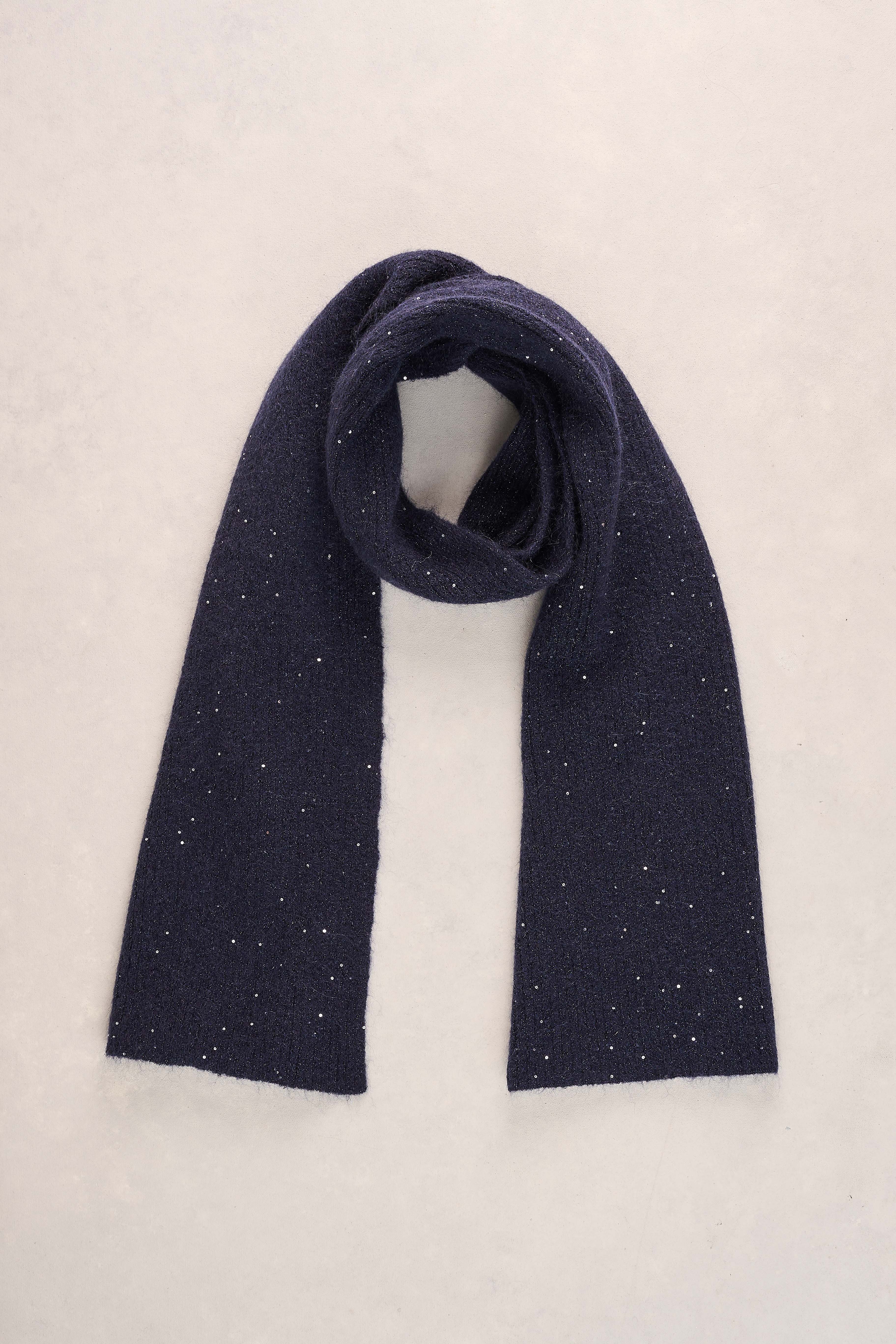 Knitted Metallic Scarf - Dark Blue - Image 3