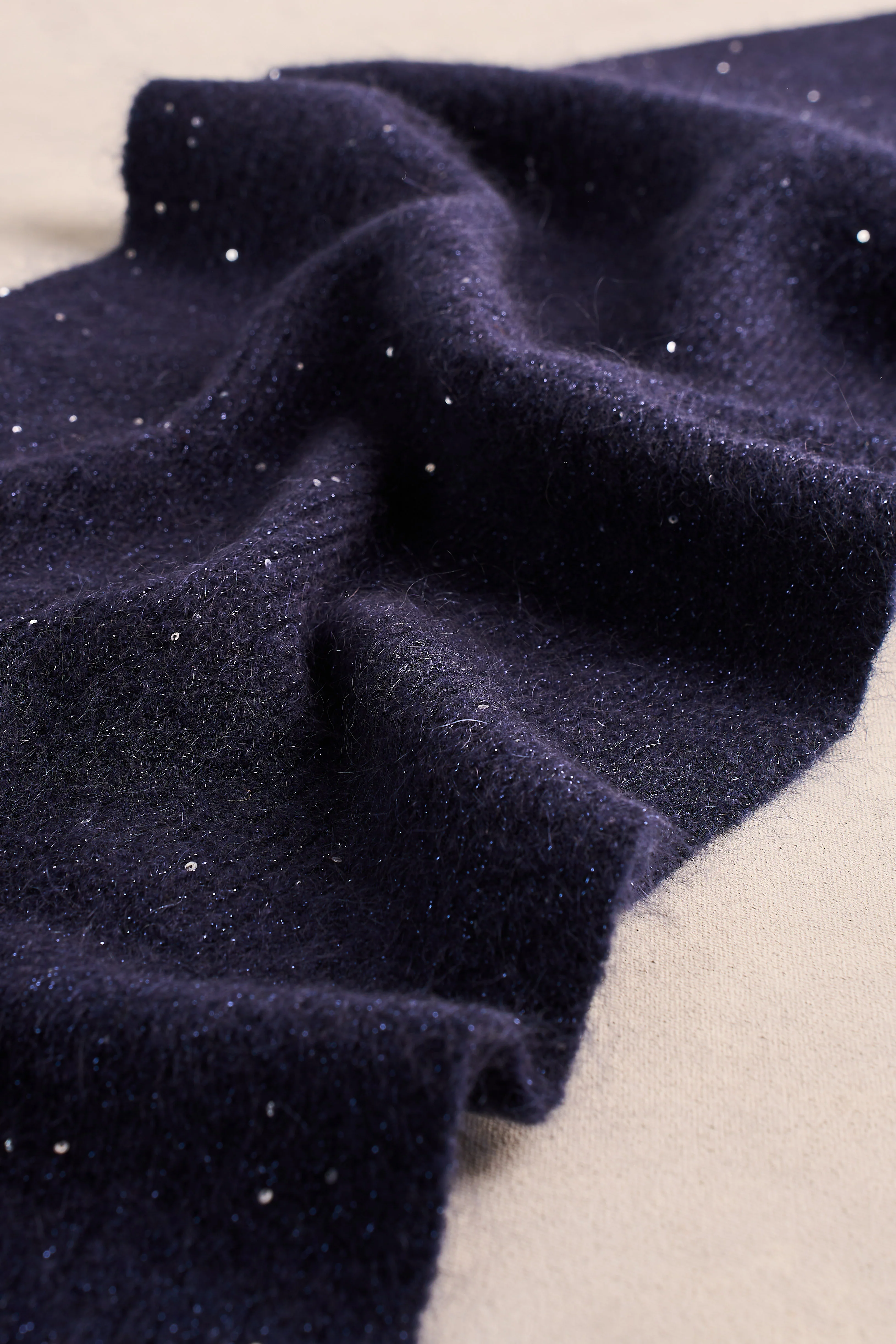 Knitted Metallic Scarf - Dark Blue - Image 4