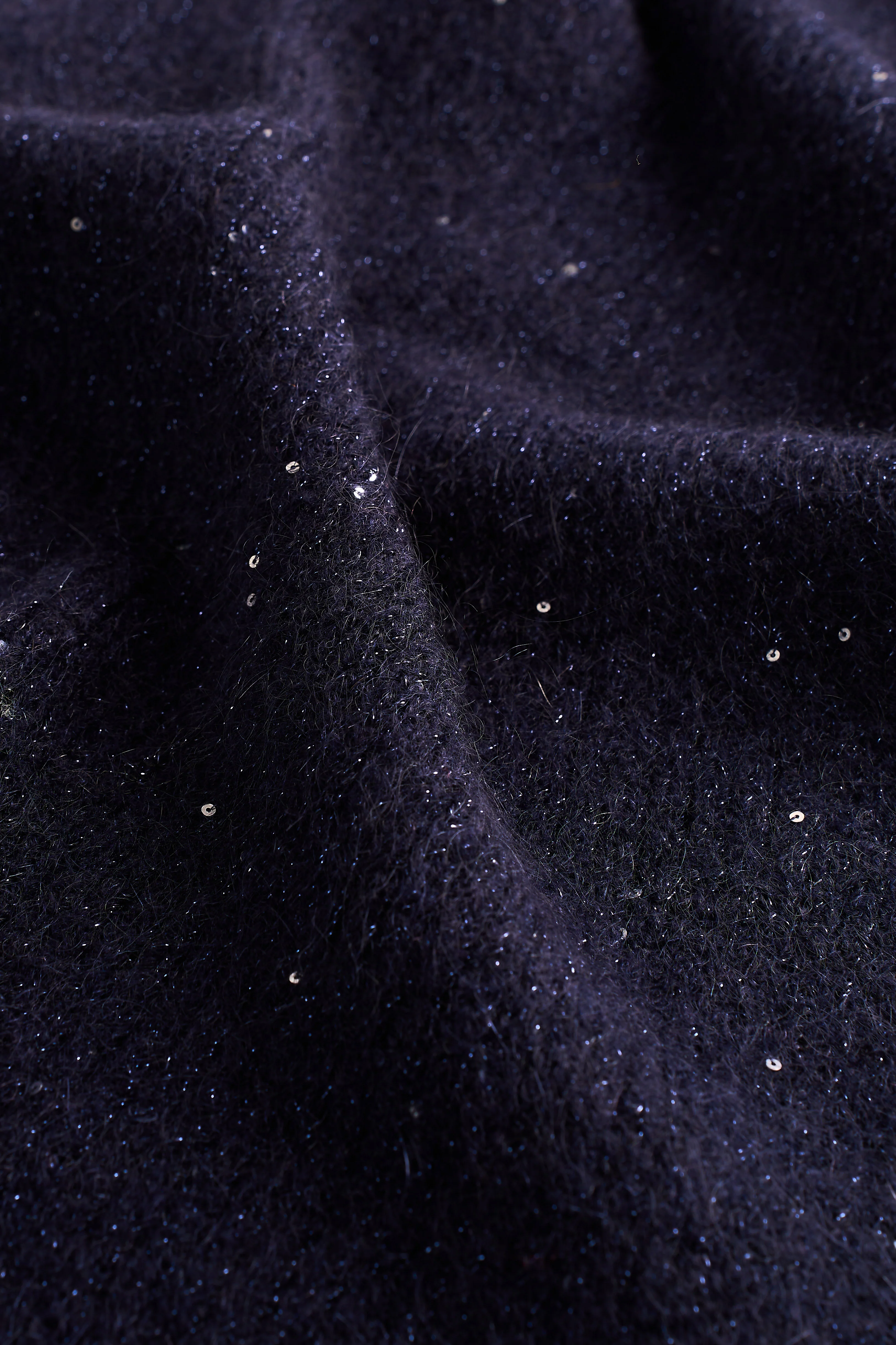 Knitted Metallic Scarf - Dark Blue - Image 5