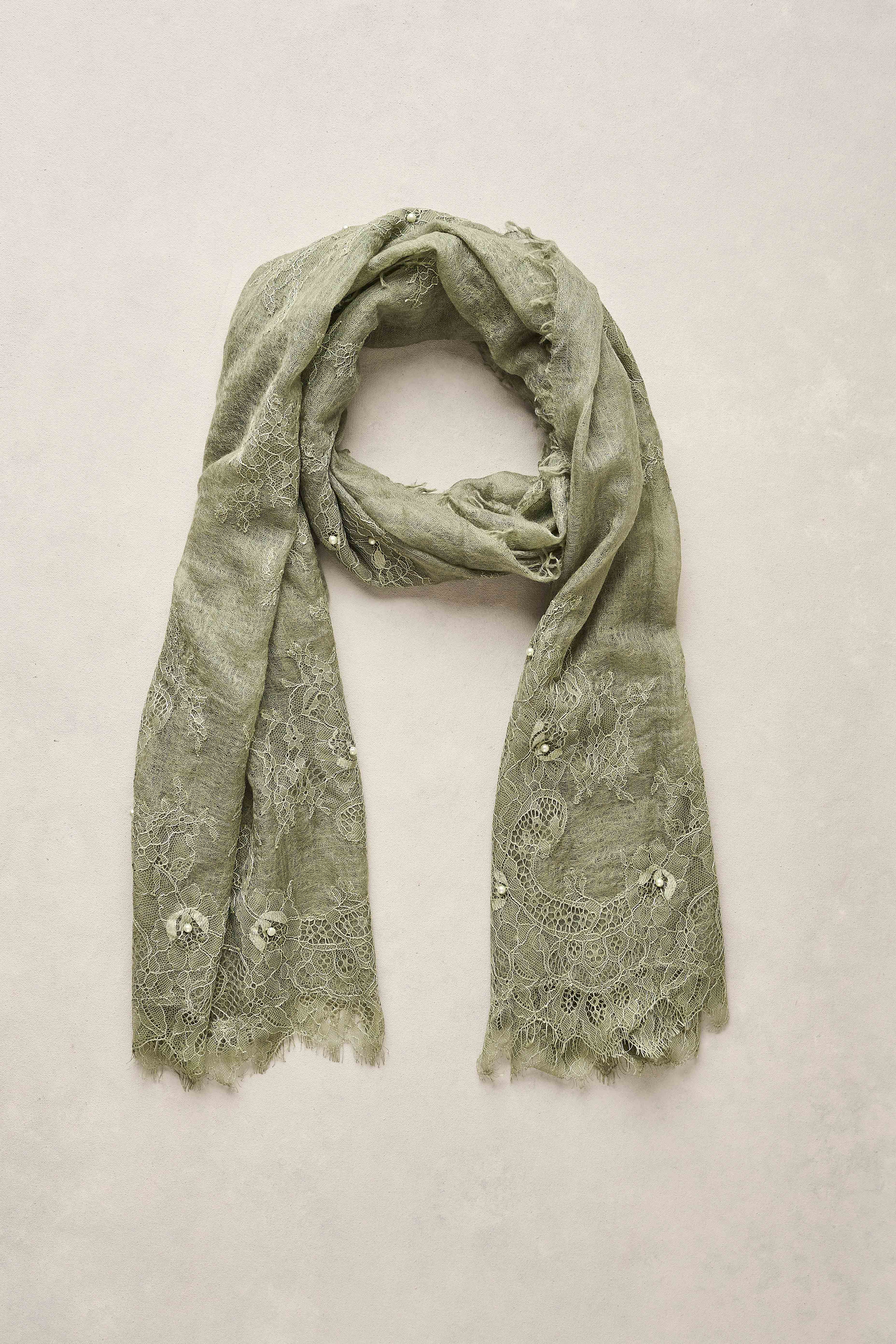 Lace Detail Scarf - Green - Image 3
