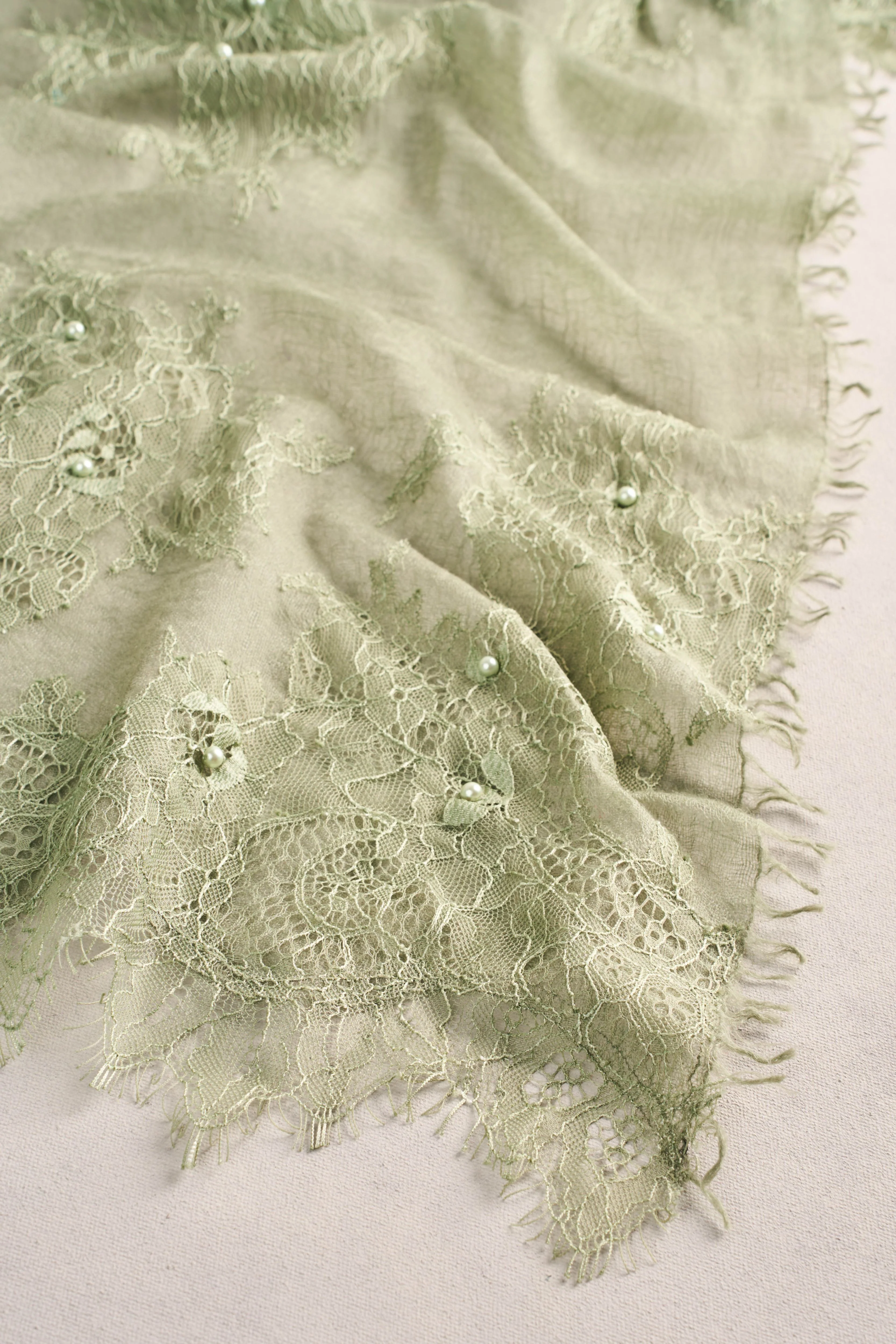 Lace Detail Scarf - Green - Image 5