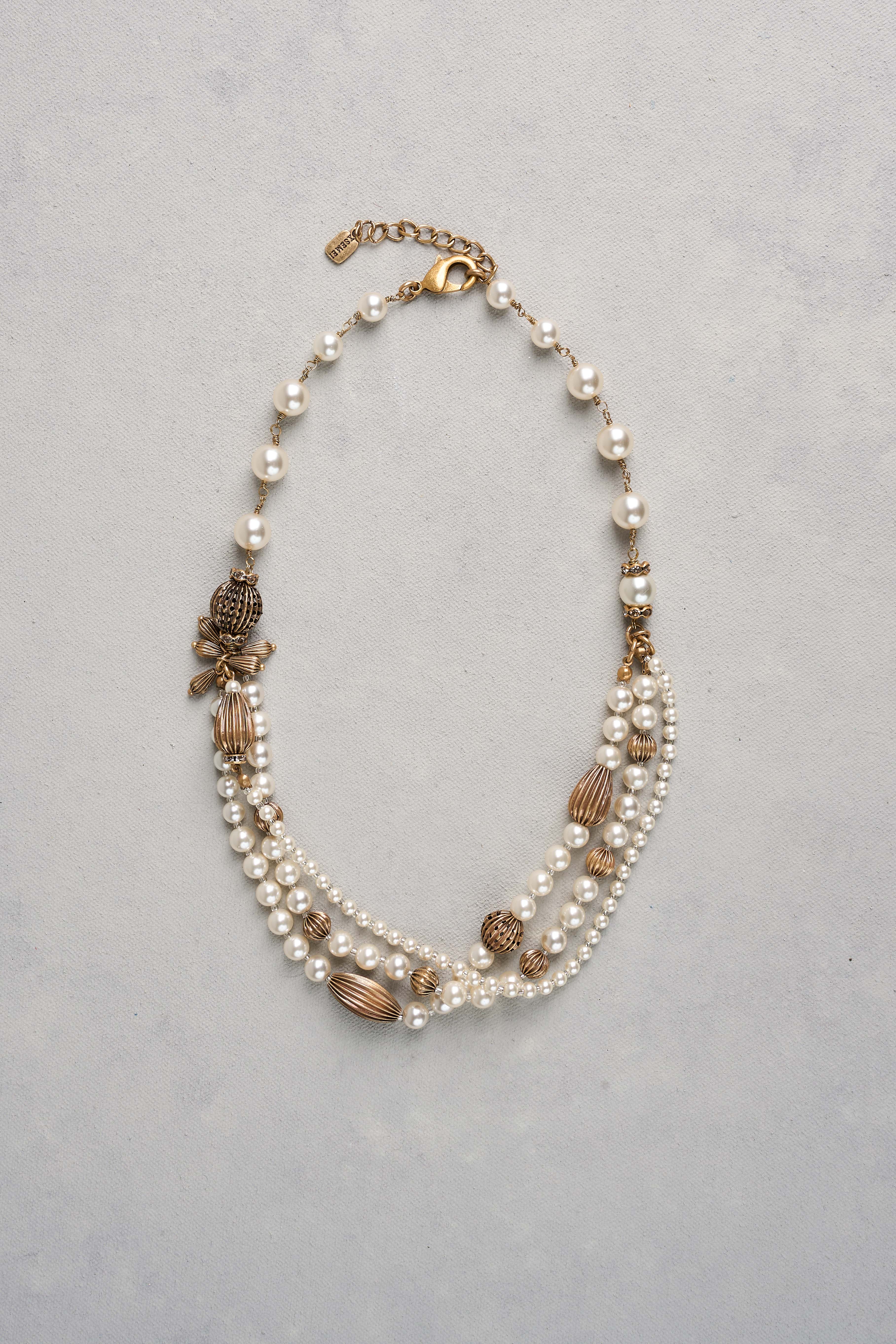 Layered Pearl Necklace - Cream - Image 3