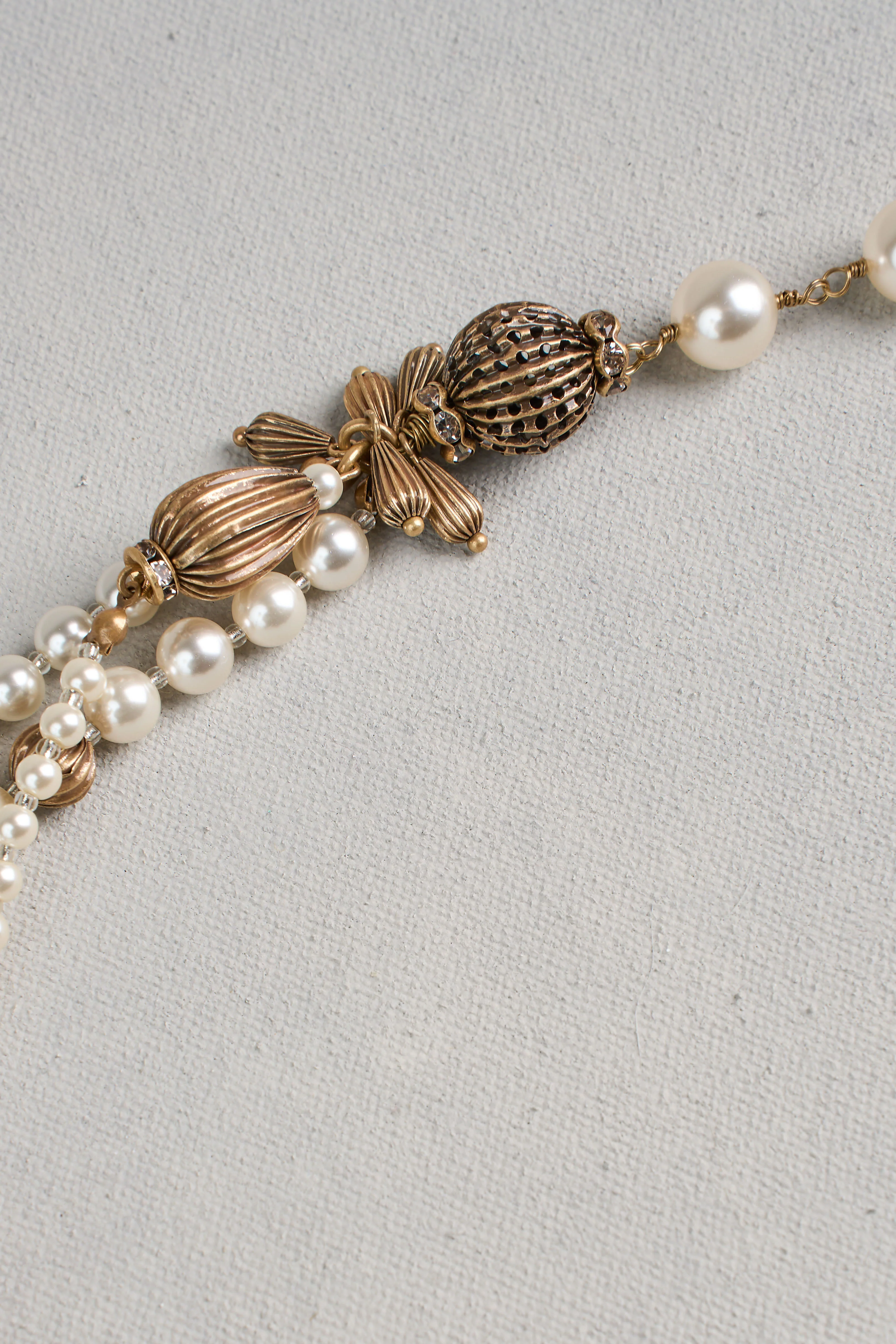 Layered Pearl Necklace - Cream - Image 5