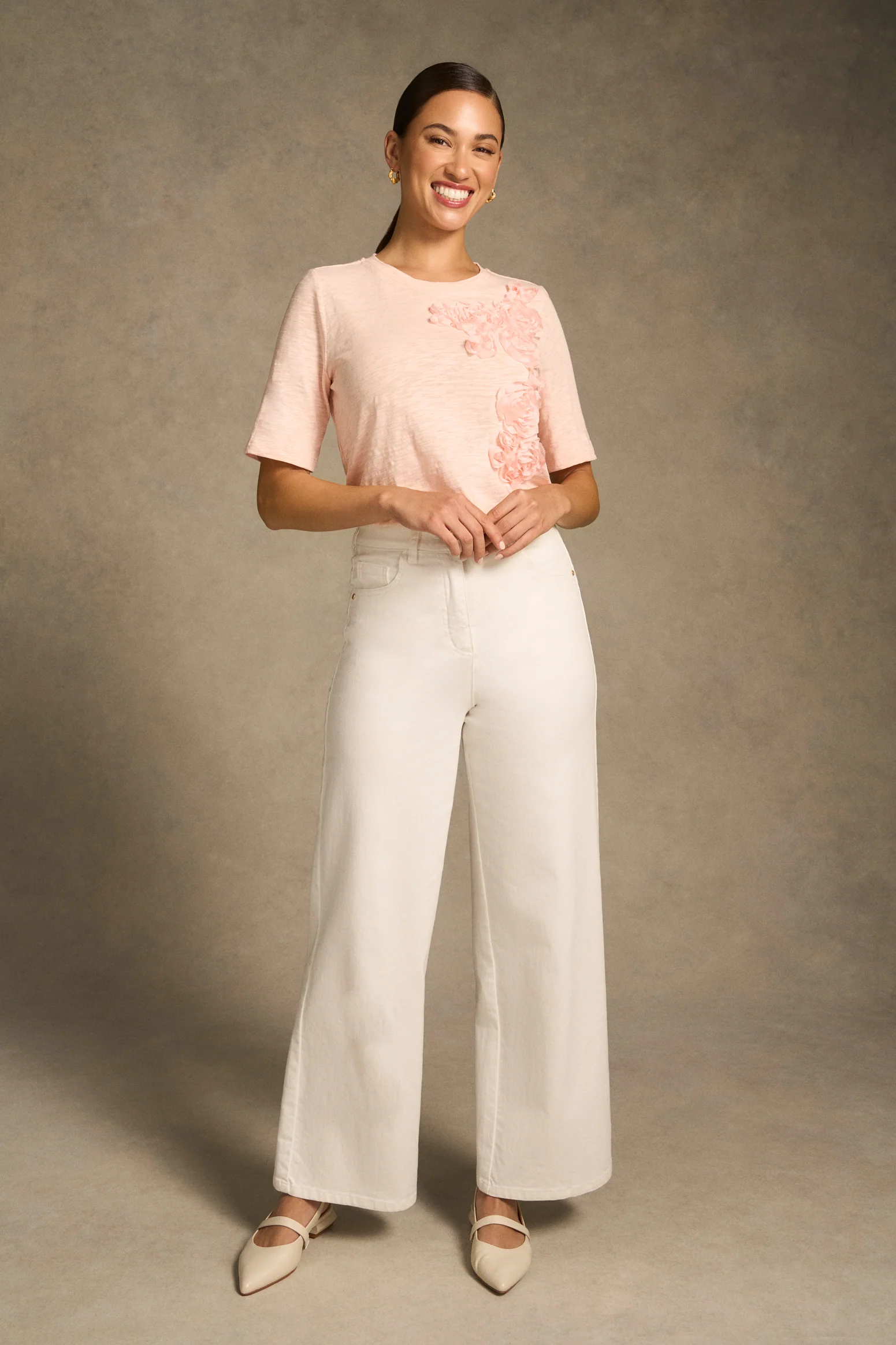 Appliqué Half Sleeve Tee - Ballet Slipper - Image 2