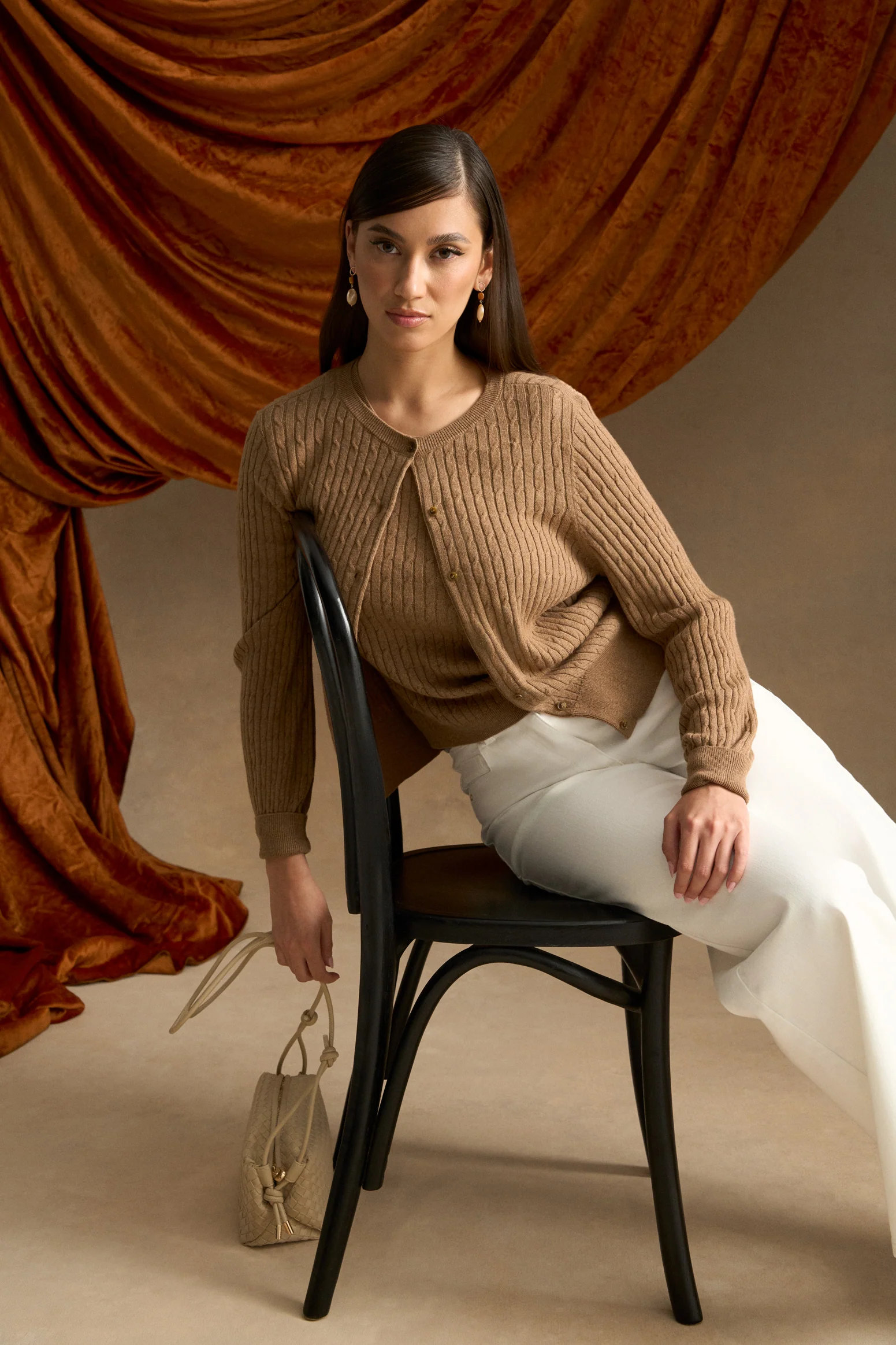Cable Knit Cardigan - Praline - Image 2