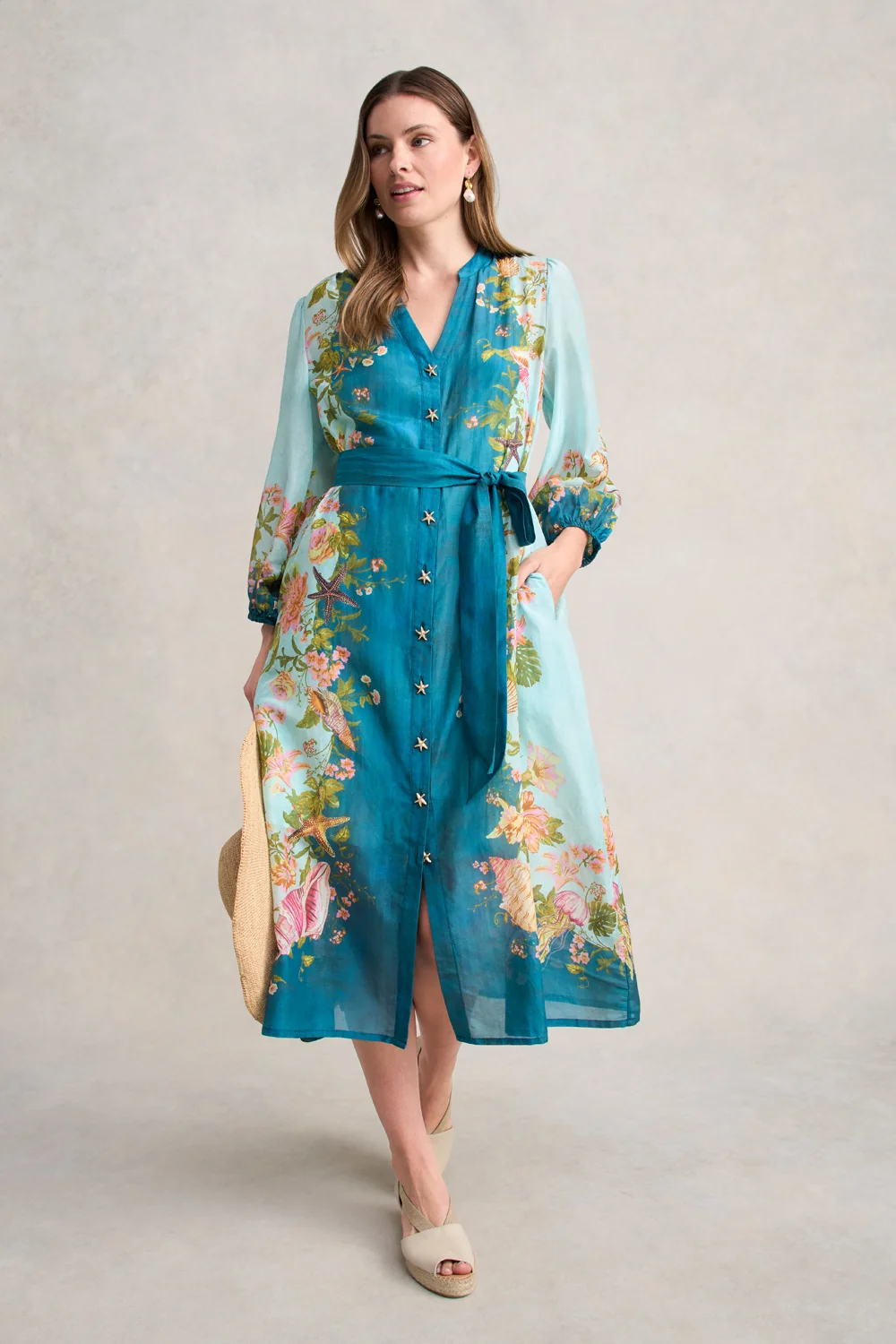 Border Printed Dress - Shell Print - Image 3