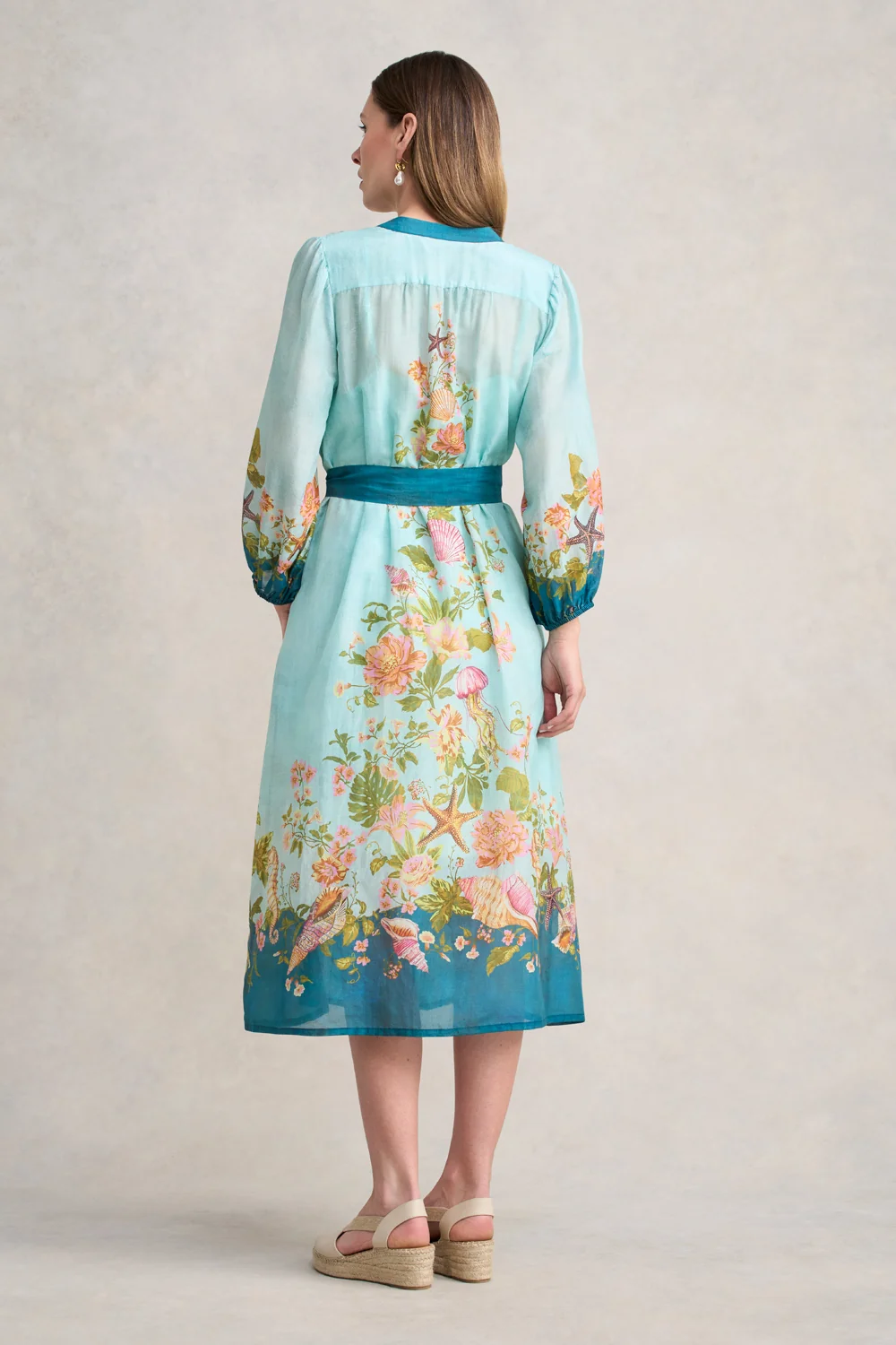 Border Printed Dress - Shell Print - Image 5