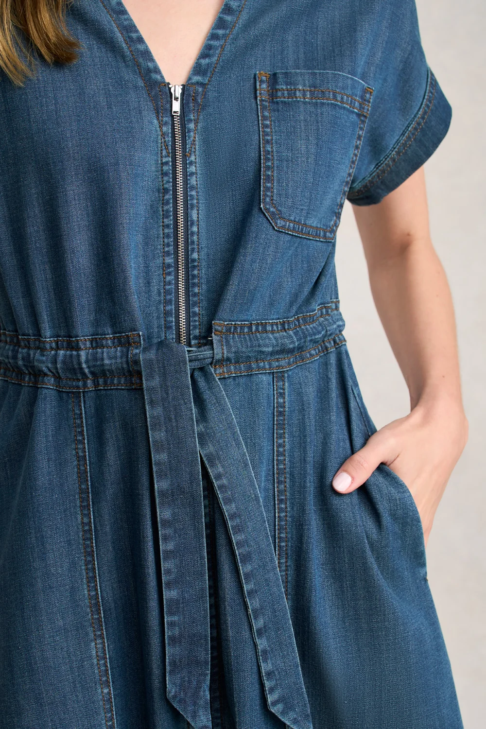 Denim Shirt Dress - Mid Denim Blue - Image 3