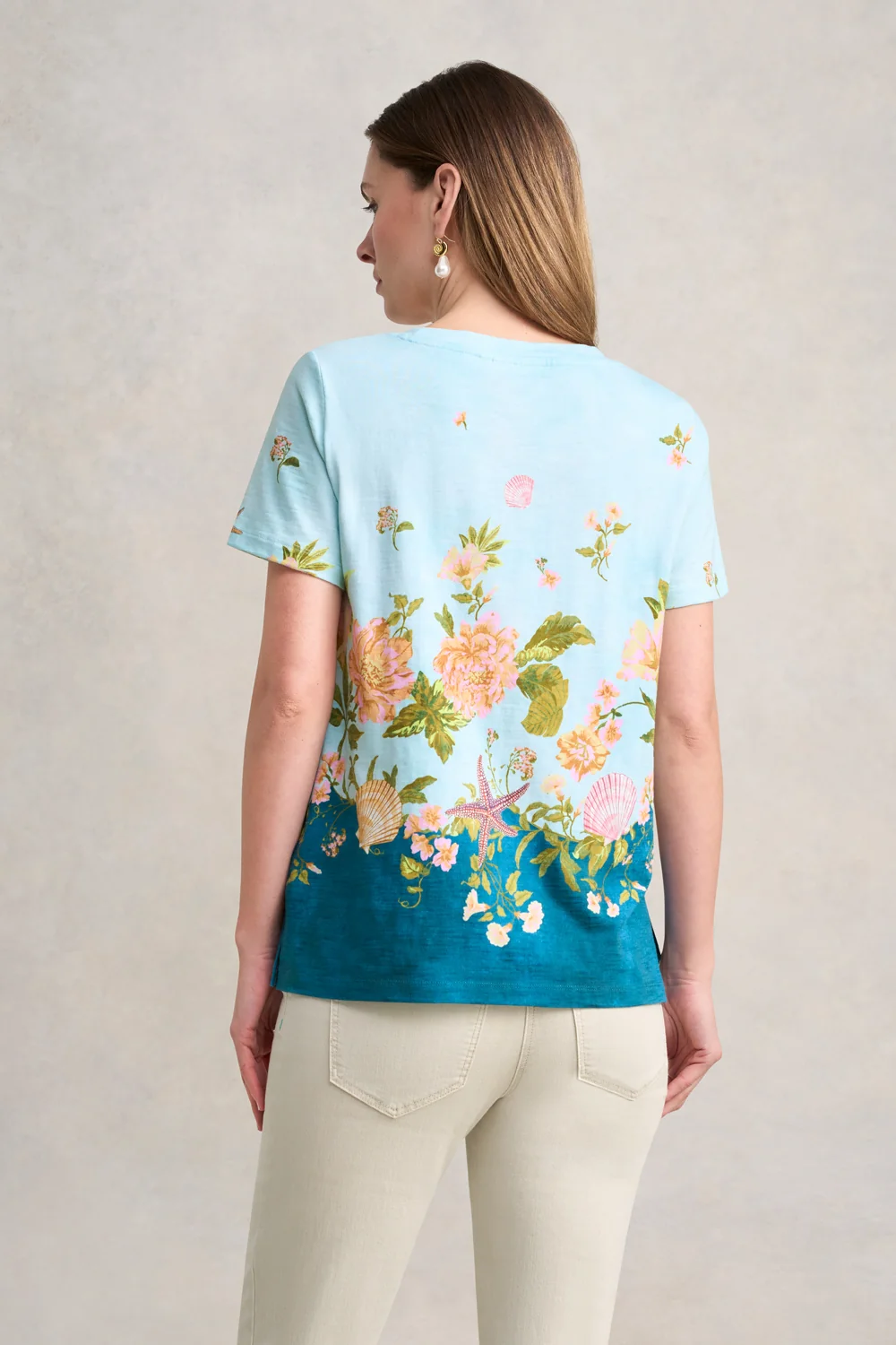 Printed Cotton T-Shirt - Shell Print - Image 4