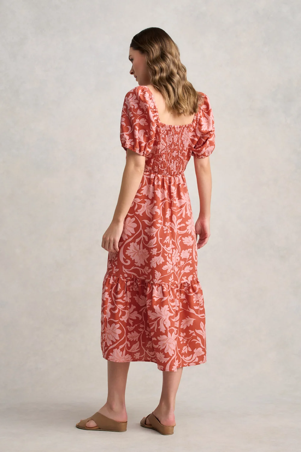 Linen Blend Printed Midi Dress – Rosewood Print - Image 5