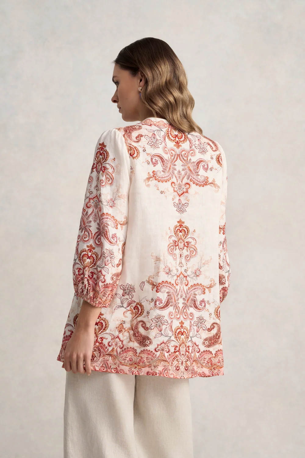 Printed French Linen Kaftan – Intricate Paisley - Image 4