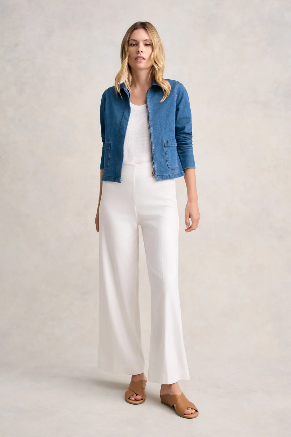 Cropped Denim Jacket - Dark Denim - Image 5