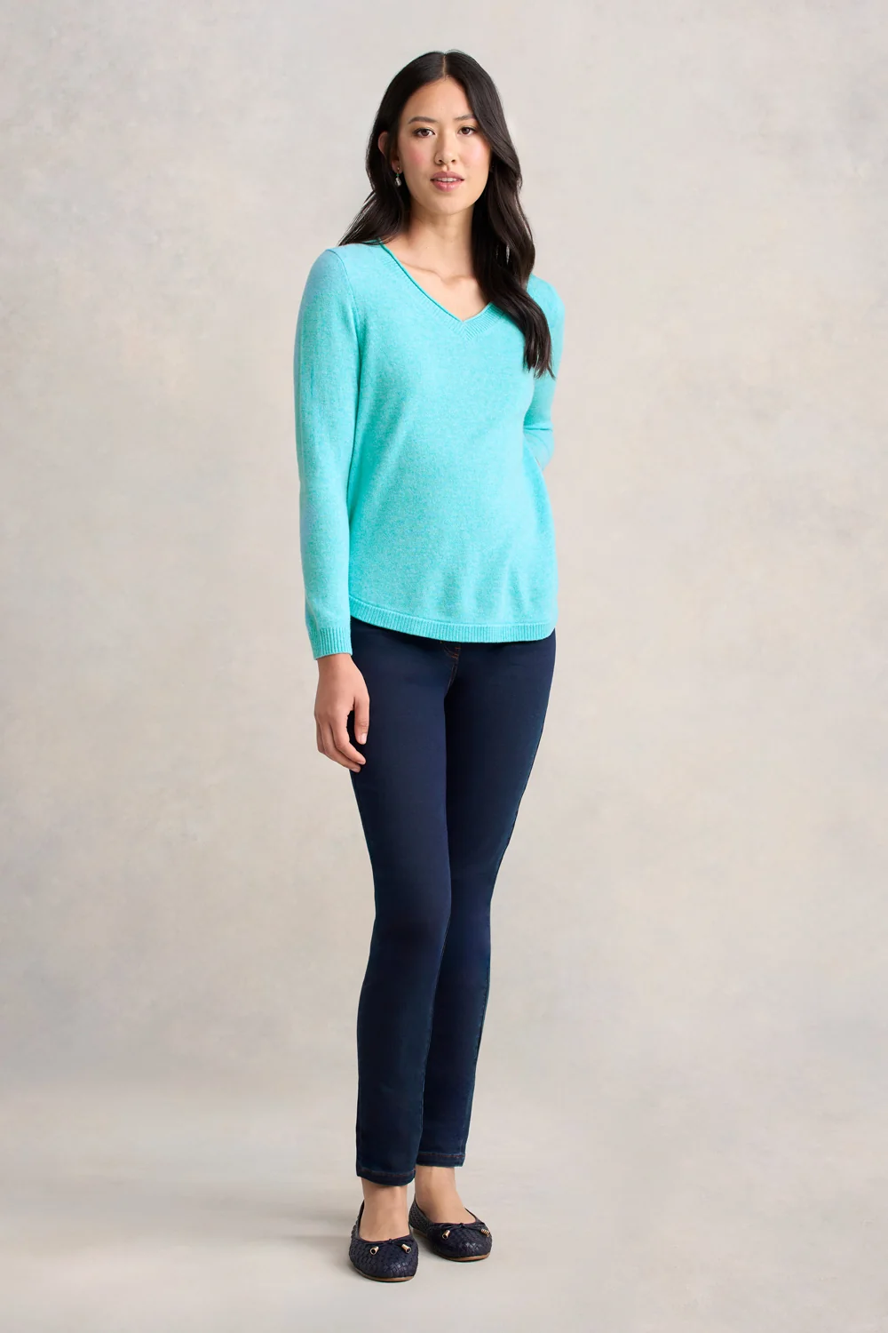 Merino V-Neck Jumper - Turquoise - Image 2