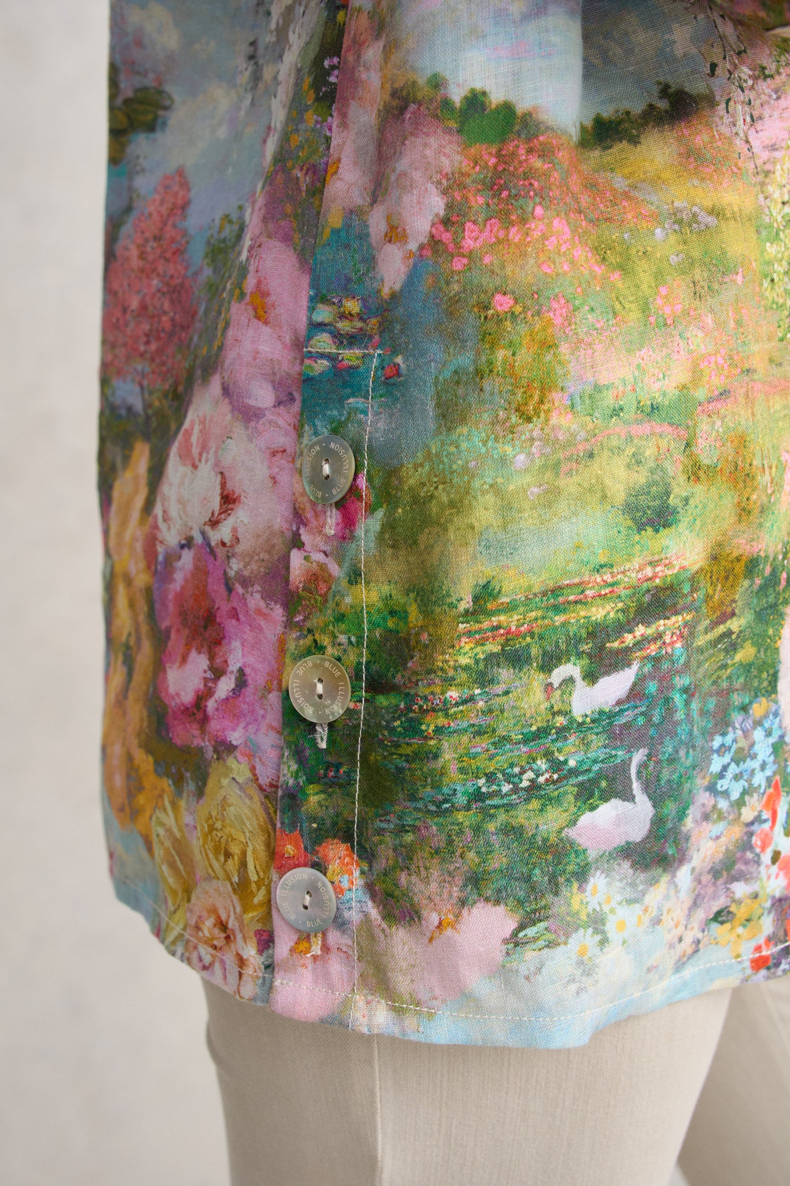 Printed Linen Tunic - Monet Print - Image 4