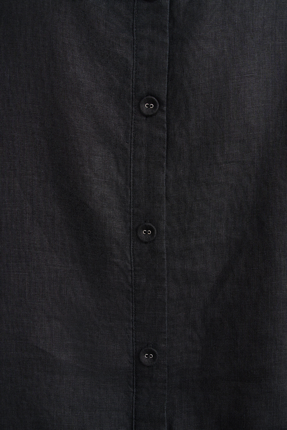 Linen Button Back Top - Black - Image 5