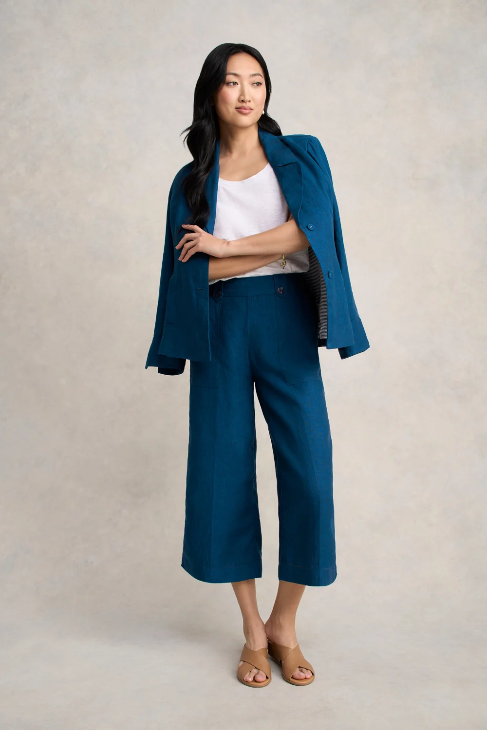 Linen Culotte - Navy Delave - Image 2