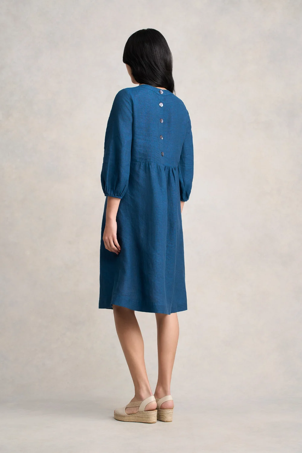 Linen Dress - Navy Delave - Image 5