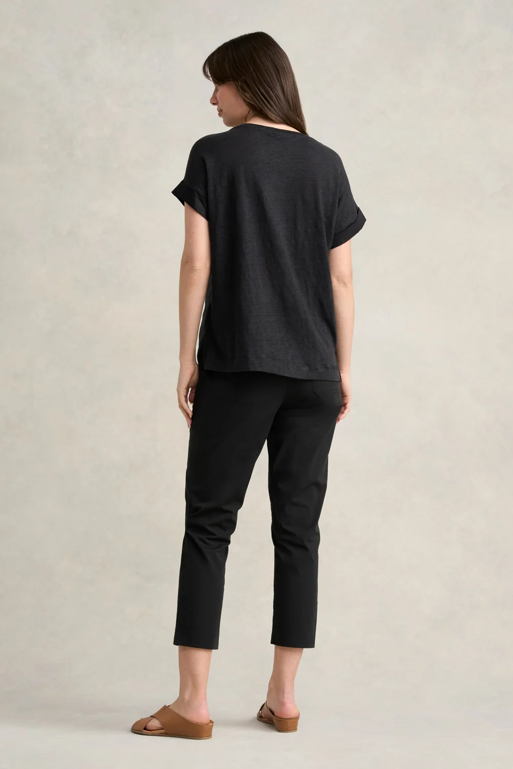Linen Mix Top - Black - Image 3